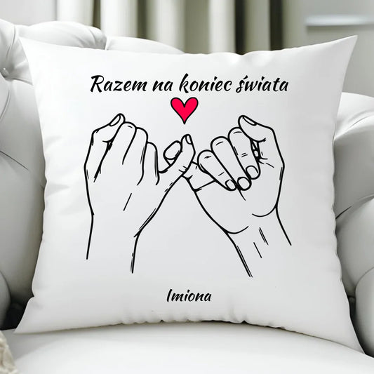 Poduszka dla par - Razem na koniec świata - personalizowana W60 - StoryCups.pl