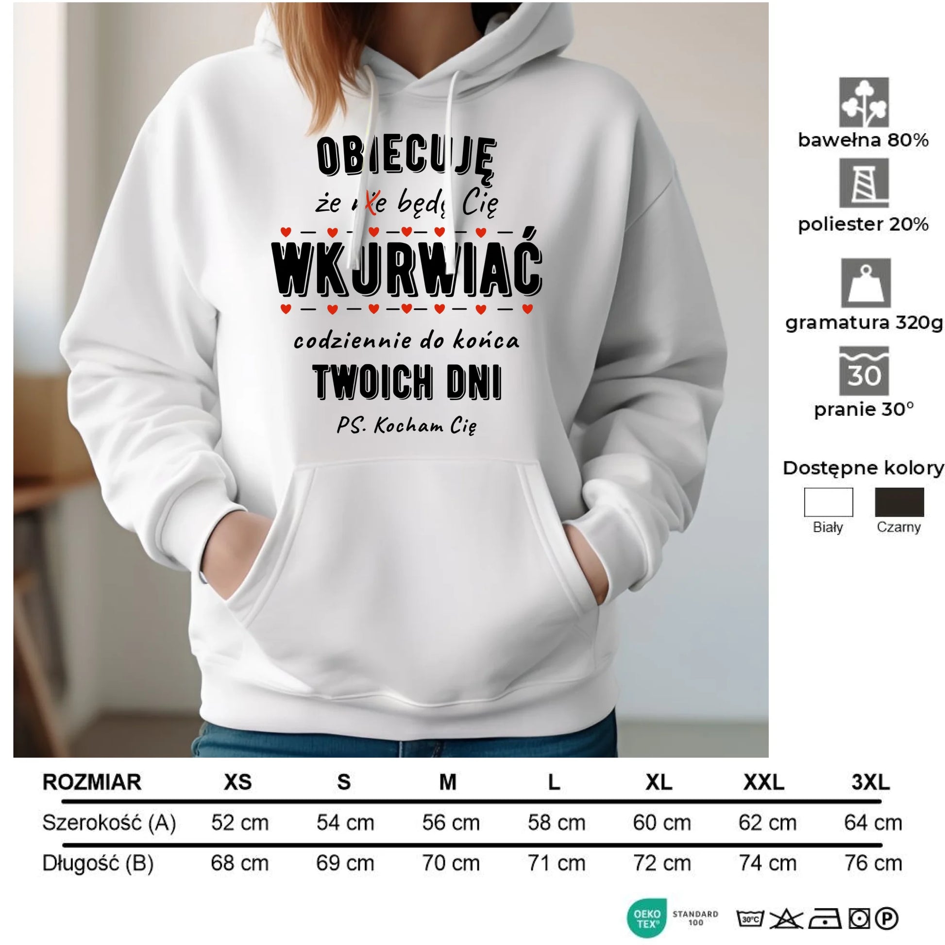 Bluza damska z kapturem - Obiecuję, że będę Cię wku*rwiać codziennie - bez cenzury W65 - StoryCups.pl