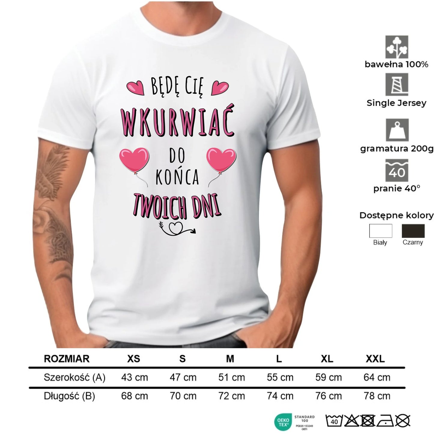 Koszulka męska - Obiecuję, że będę Cię wku*rwiać codziennie - bez cenzury W62 - StoryCups.pl