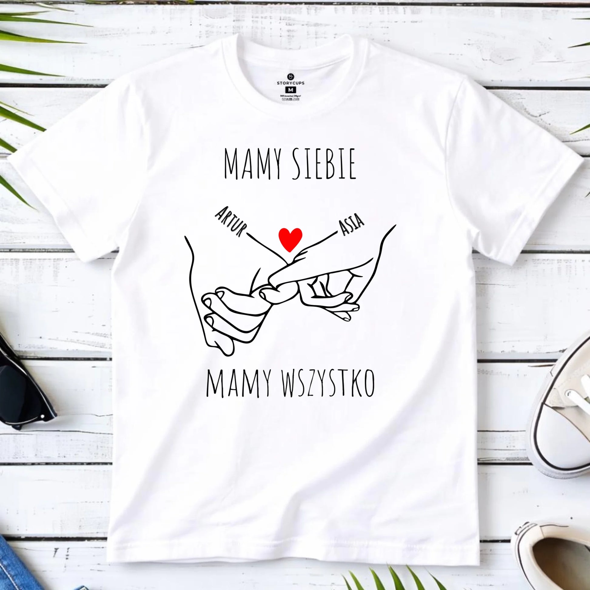 Koszulka męska - Zaplecione ręce mamy siebie mamy wszystko - personalizowana W63 - StoryCups.pl