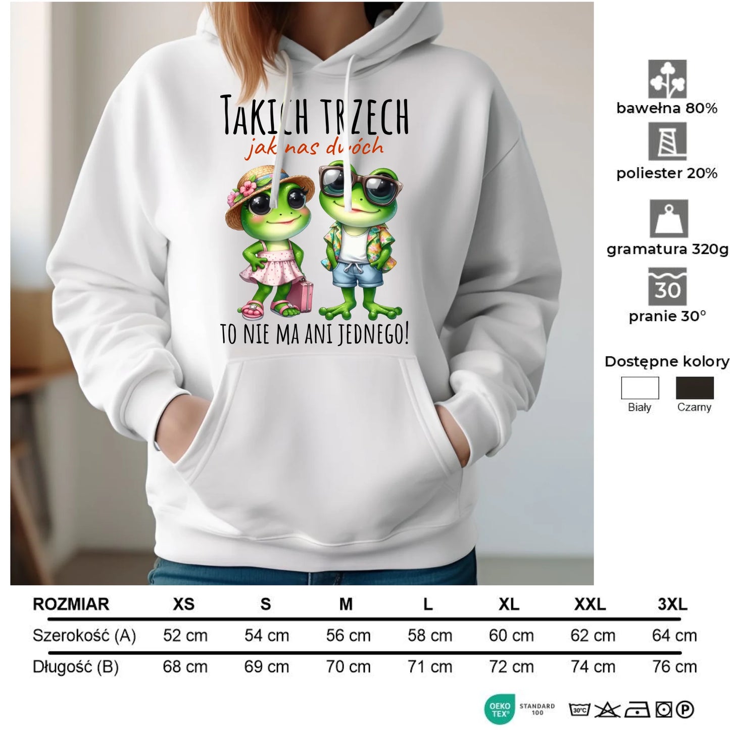 Bluza damska z kapturem - Żabki Takich trzech jak nas dwóch DCH11 - StoryCups.pl