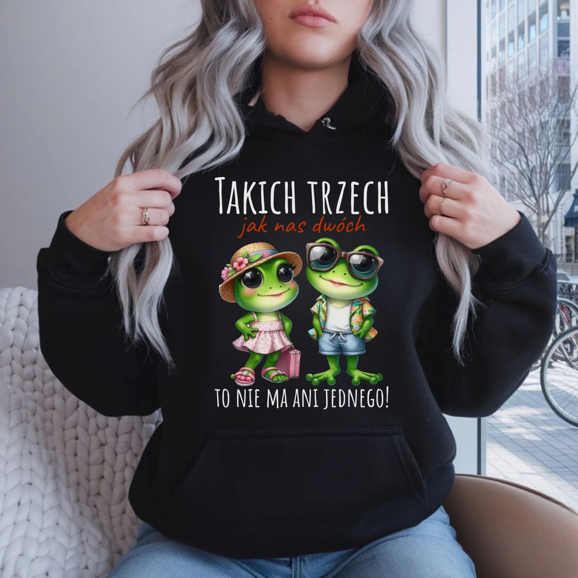 Bluza damska z kapturem - Żabki Takich trzech jak nas dwóch DCH11 - StoryCups.pl