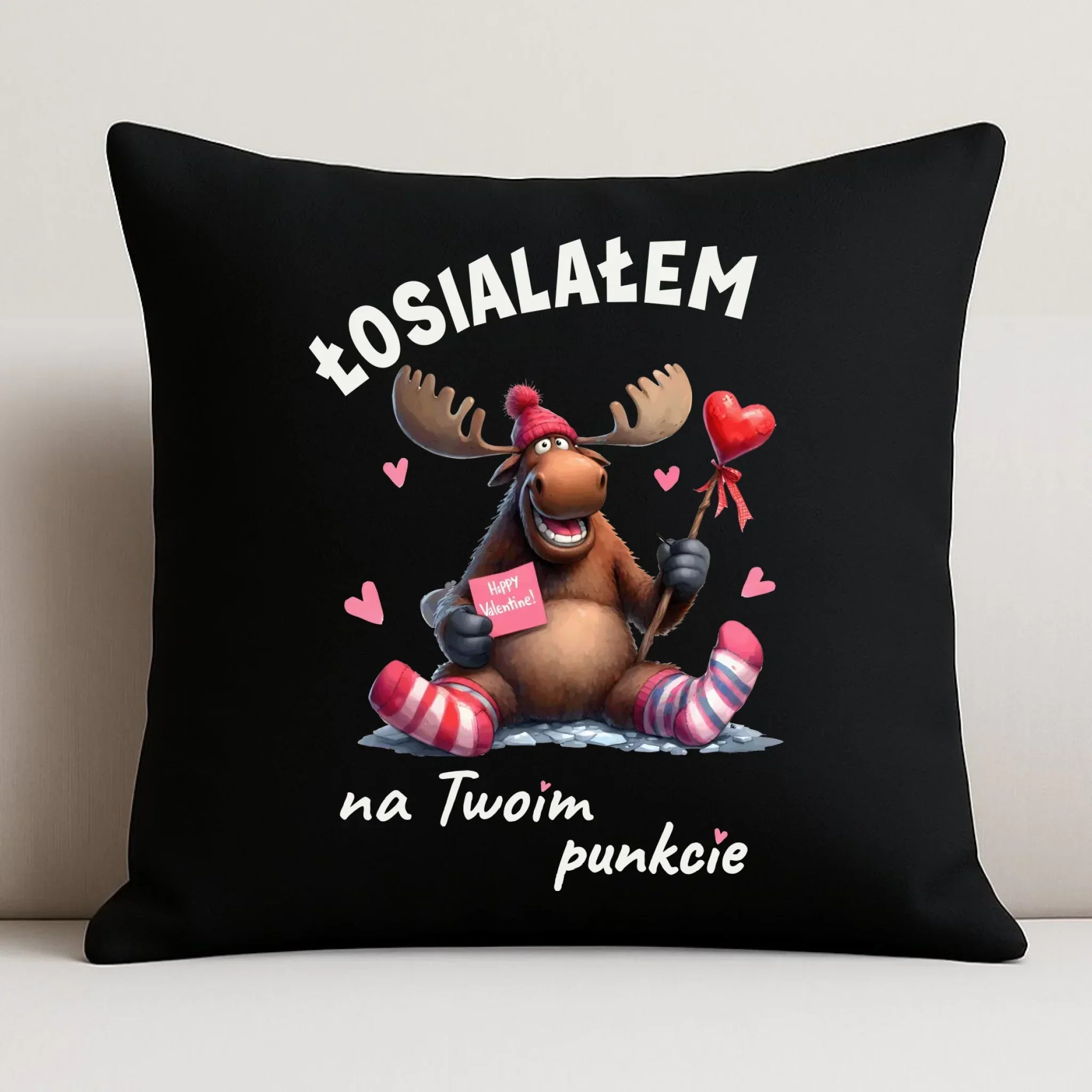 Poduszka dekoracyjna dla par - Łosialałem na Twoim punkcie W66 - StoryCups.pl