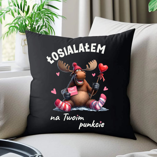 Poduszka dekoracyjna dla par - Łosialałem na Twoim punkcie W66 - StoryCups.pl