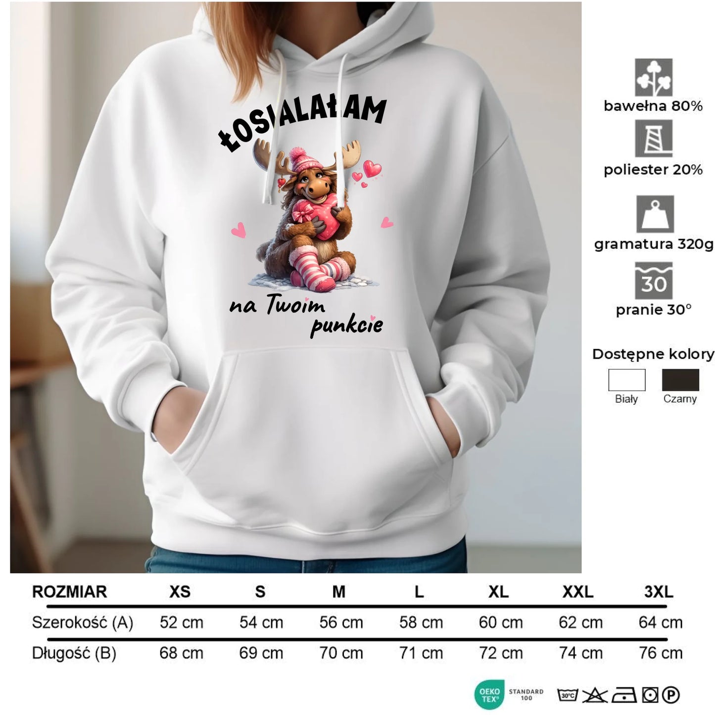 Bluza damska z kapturem - Łosialałam na Twoim punkcie W67 - StoryCups.pl