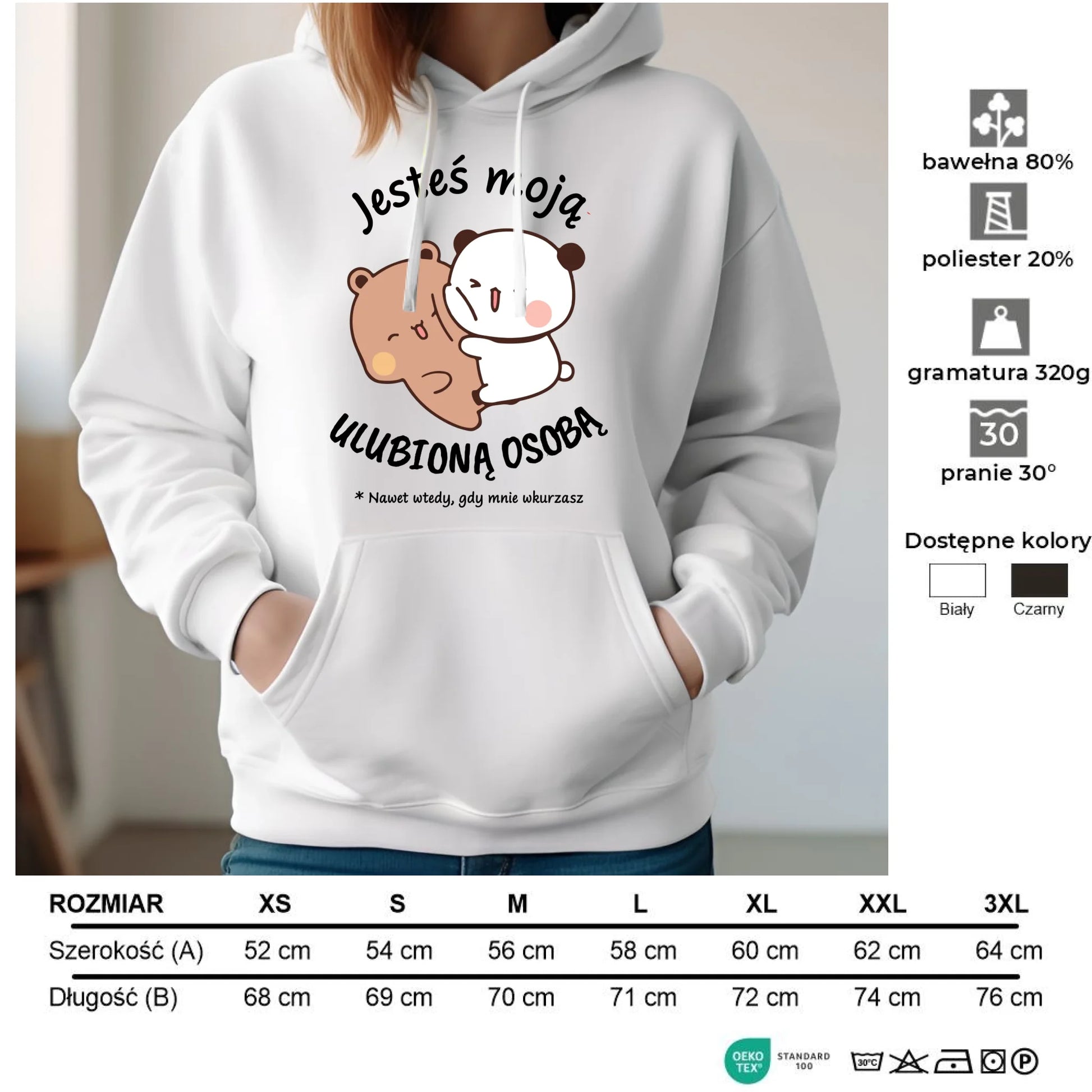 Bluza damska z kapturem - Jesteś moją ulubioną osobą W69 - StoryCups.pl