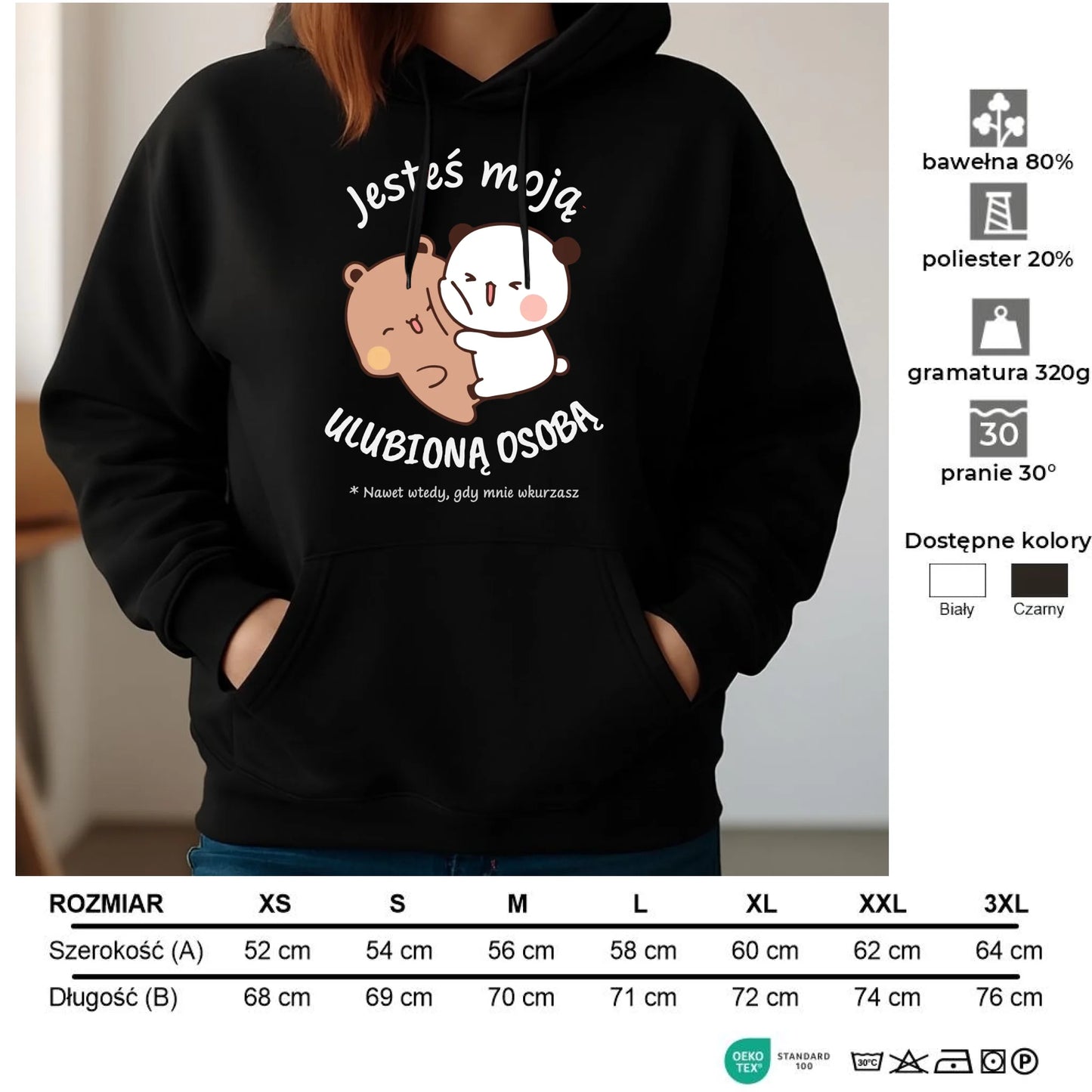 Bluza damska z kapturem - Jesteś moją ulubioną osobą W69 - StoryCups.pl