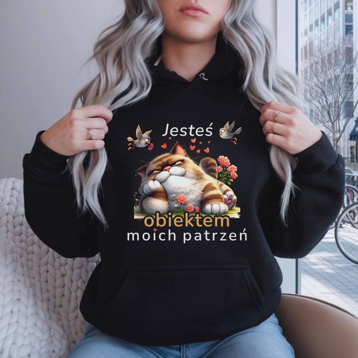 Bluza damska z kapturem - Jesteś obiektem moich patrzeń W68 - StoryCups.pl