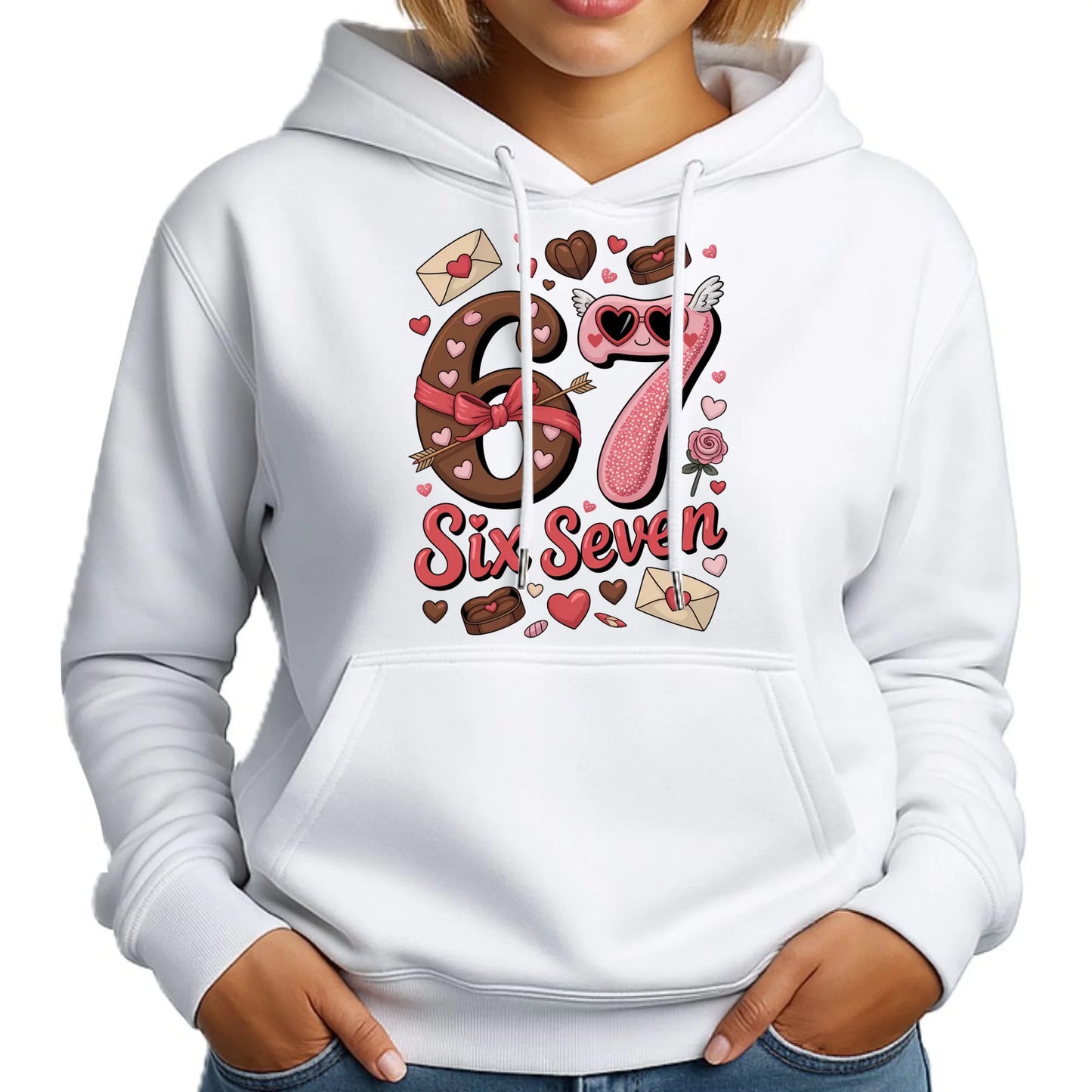 Bluza damska z kapturem - Miłość Six Seven 67 W72 - StoryCups.pl