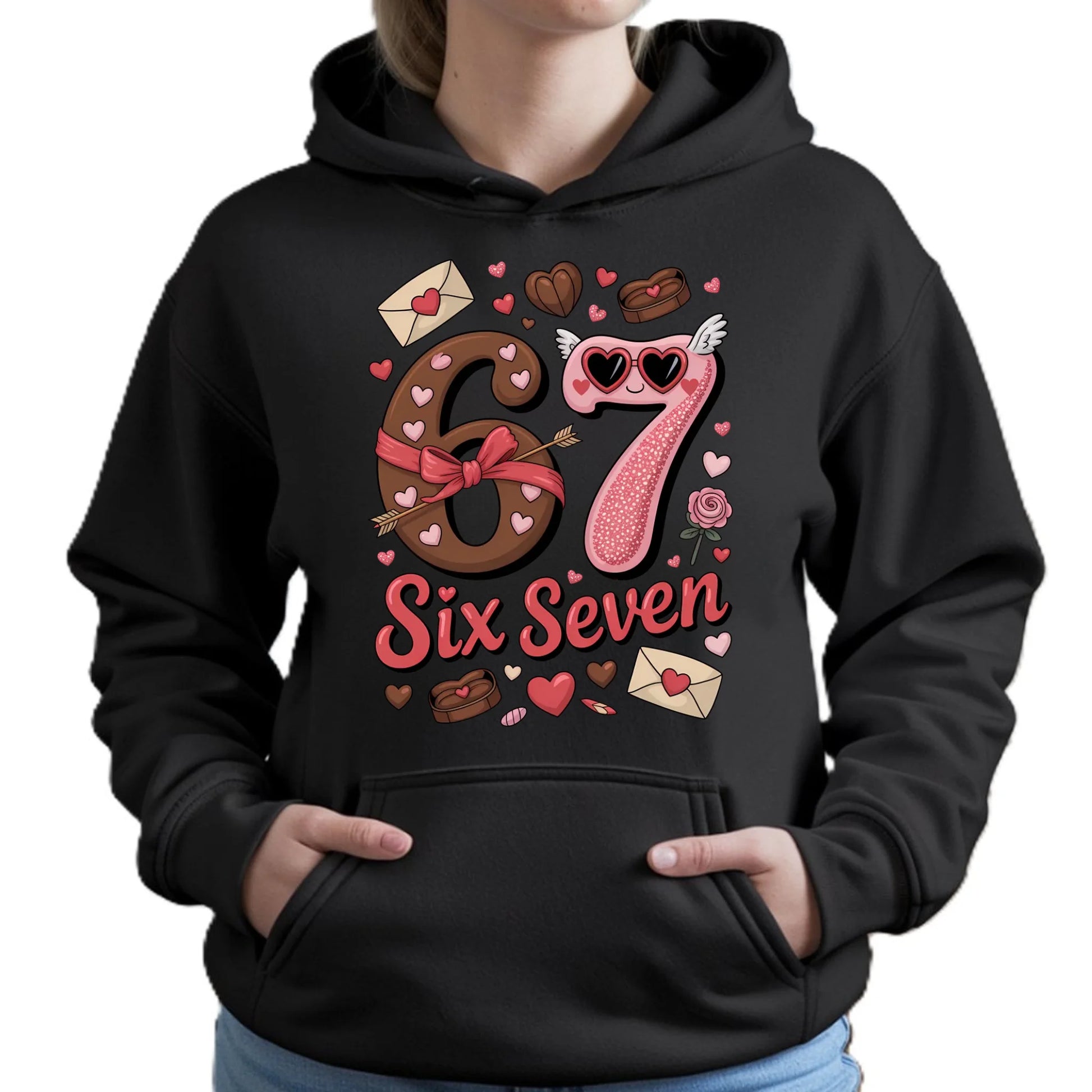 Bluza damska z kapturem - Miłość Six Seven 67 W72 - StoryCups.pl