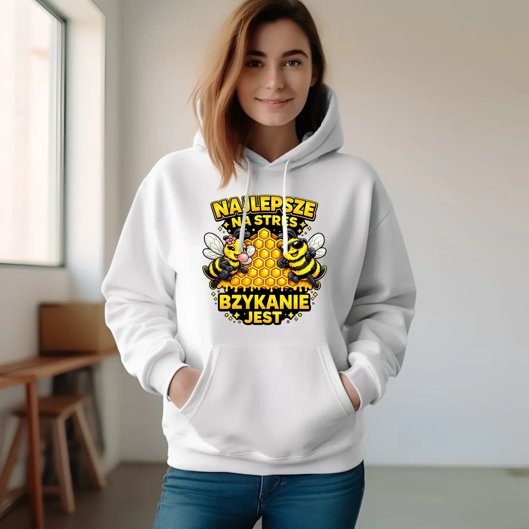 Bluza damska z kapturem - Najlepsze na stres bzykanie jest W79 - StoryCups.pl