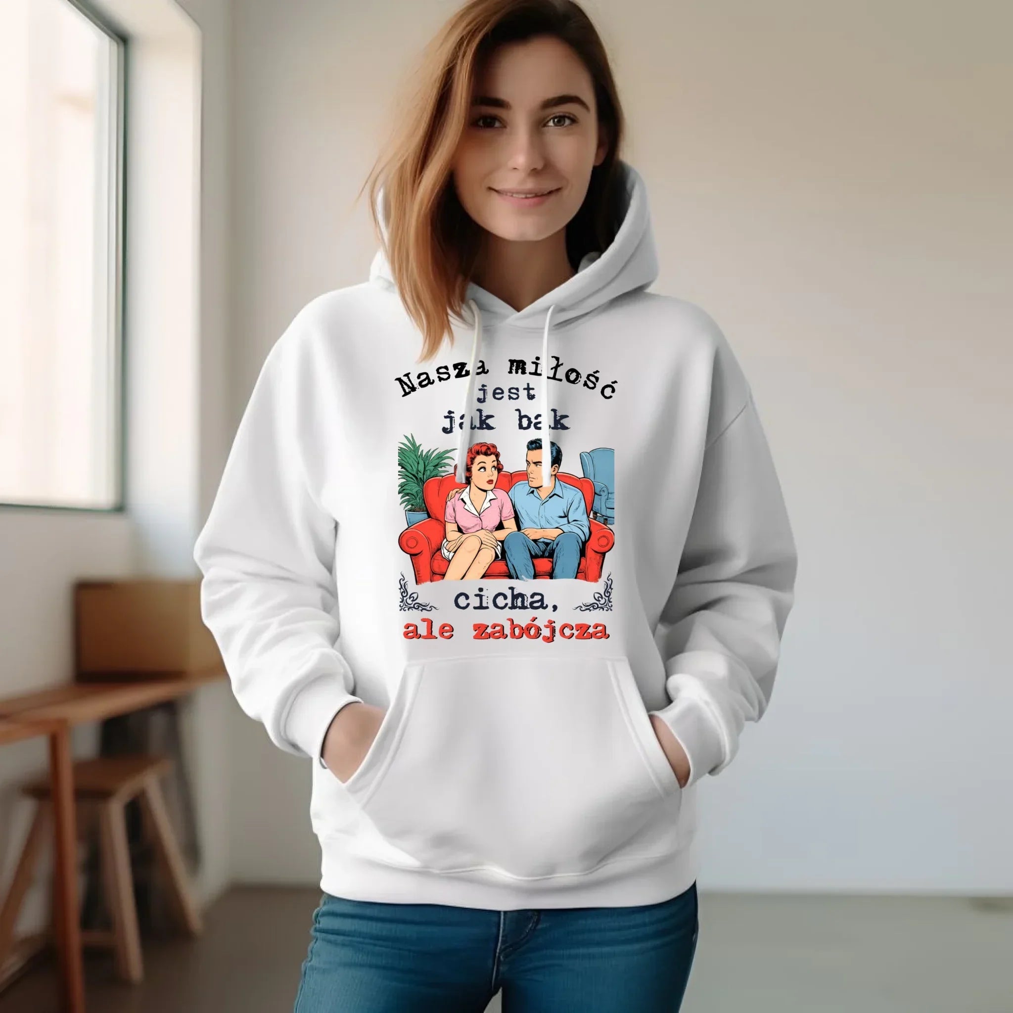 Bluza damska z kapturem - Nasza miłość jest jak bąk W70 - StoryCups.pl