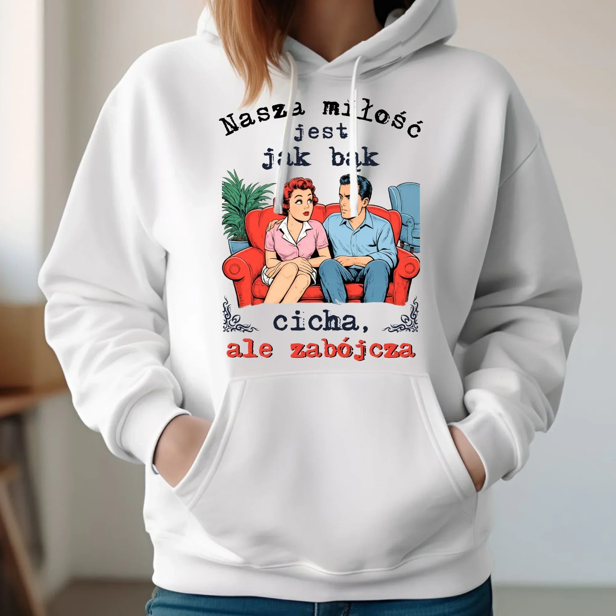 Bluza damska z kapturem - Nasza miłość jest jak bąk W70 - StoryCups.pl