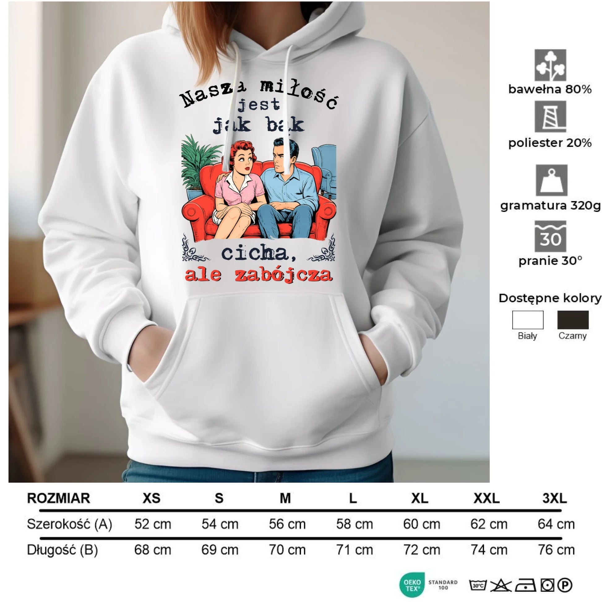 Bluza damska z kapturem - Nasza miłość jest jak bąk W70 - StoryCups.pl