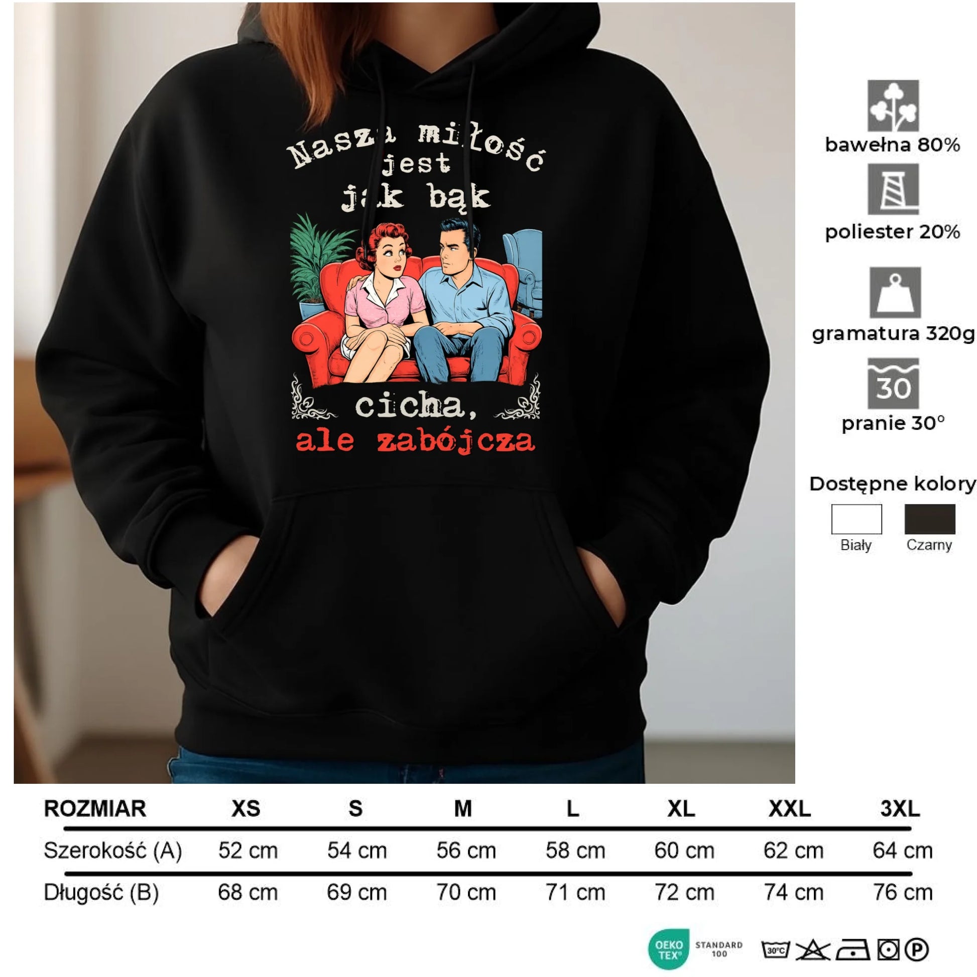 Bluza damska z kapturem - Nasza miłość jest jak bąk W70 - StoryCups.pl