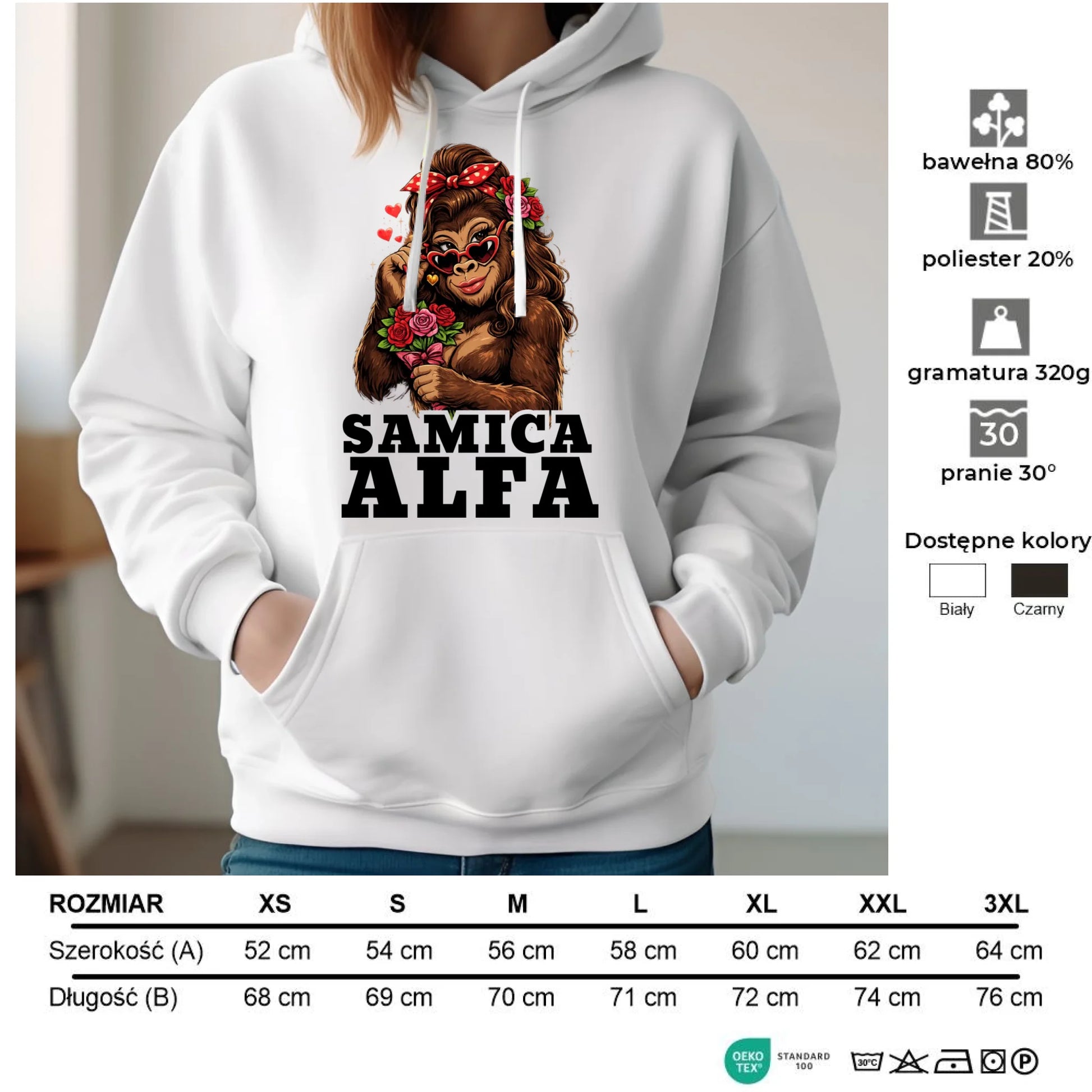 Bluza damska z kapturem - Samica Alfa W75 - StoryCups.pl