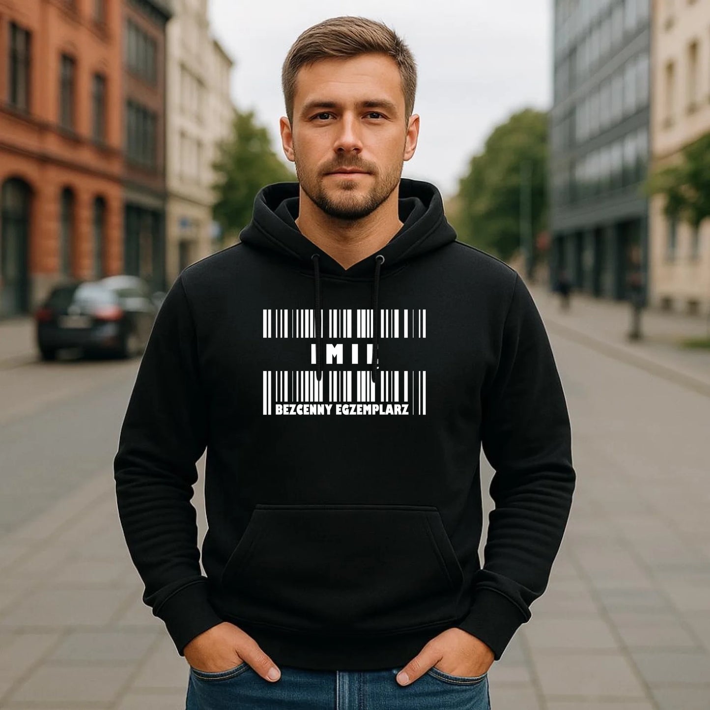Bluza męska z kapturem - Bezcenny egzemplarz prezent dla niego - personalizowana DCH07 - StoryCups.pl