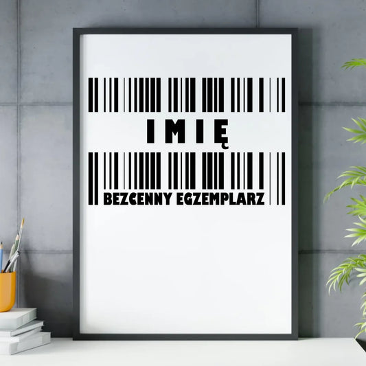 Plakat w ramie - Bezcenny egzemplarz prezent dla niego - personalizowany DCH07 - StoryCups.pl