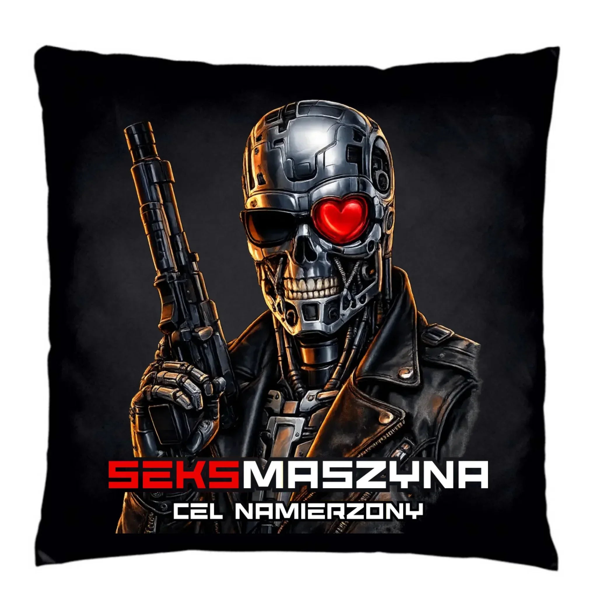 Poduszka dekoracyjna dla faceta - Cyborg z sercem Seks maszyna DCH32 - StoryCups.pl