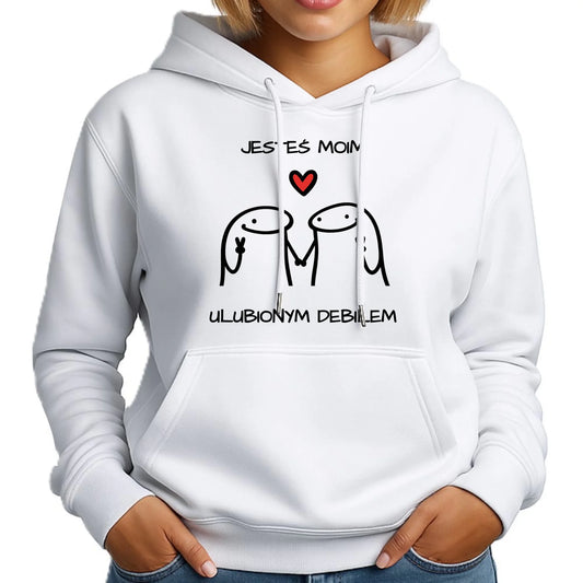 Bluza damska z kapturem - Jesteś moim ulubionym debilem W78 - StoryCups.pl