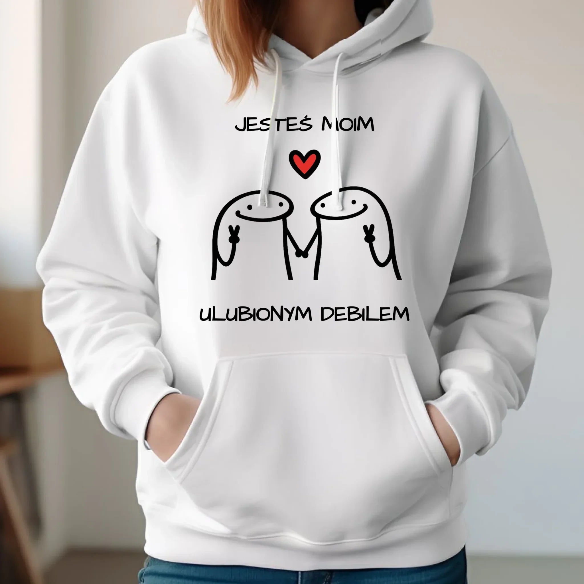 Bluza damska z kapturem - Jesteś moim ulubionym debilem W78 - StoryCups.pl