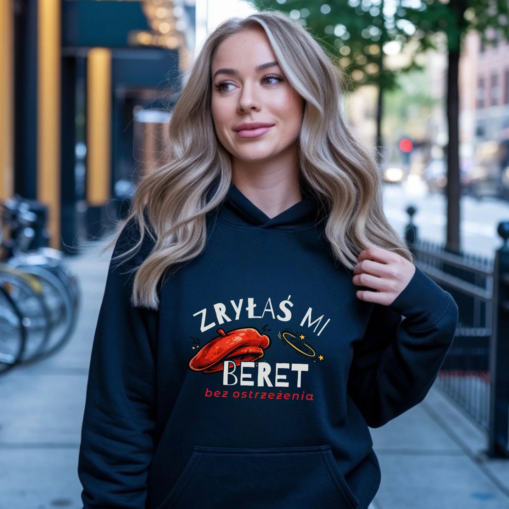 Bluza damska z kapturem - Zryłaś mi beret DZ34 - StoryCups.pl