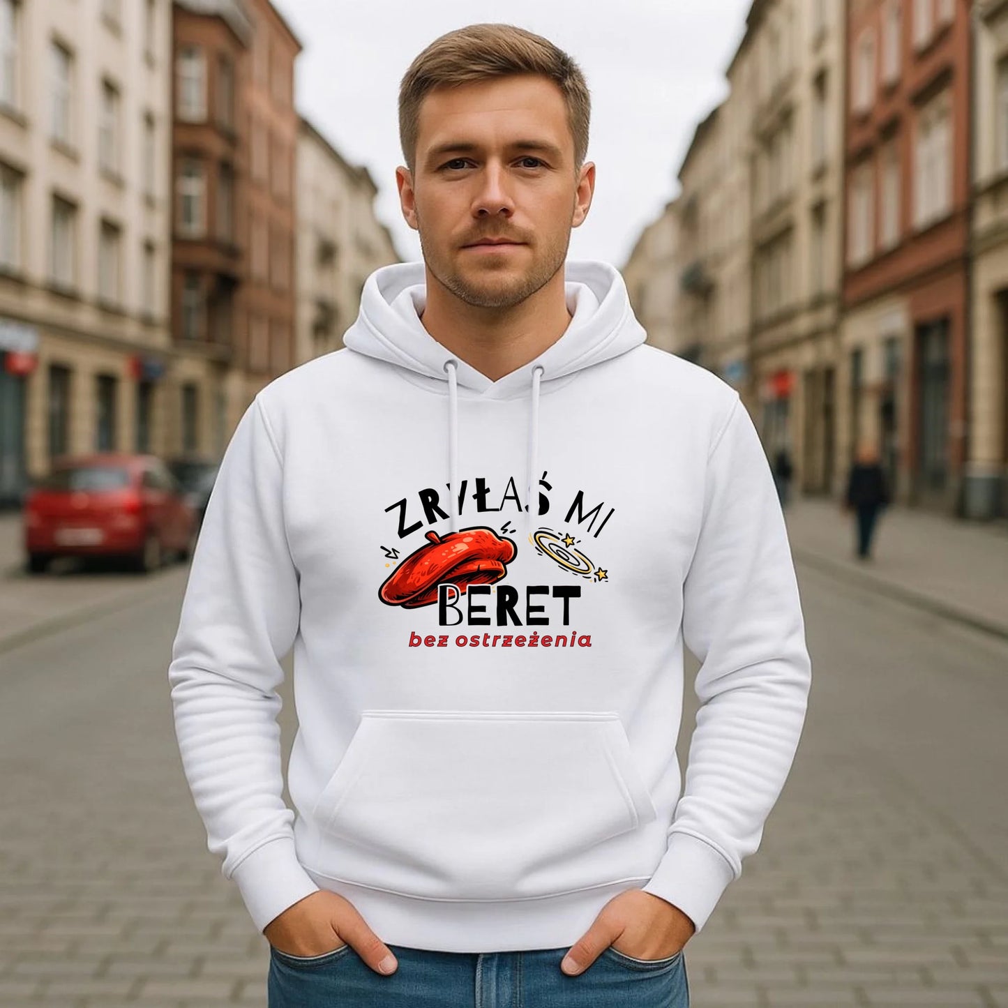 Bluza męska z kapturem dla faceta - Zryłaś mi beret DCH35 - StoryCups.pl