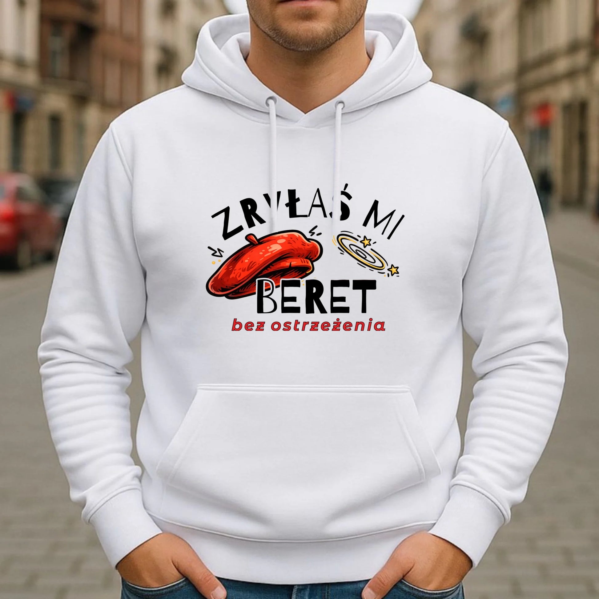 Bluza męska z kapturem dla faceta - Zryłaś mi beret DCH35 - StoryCups.pl