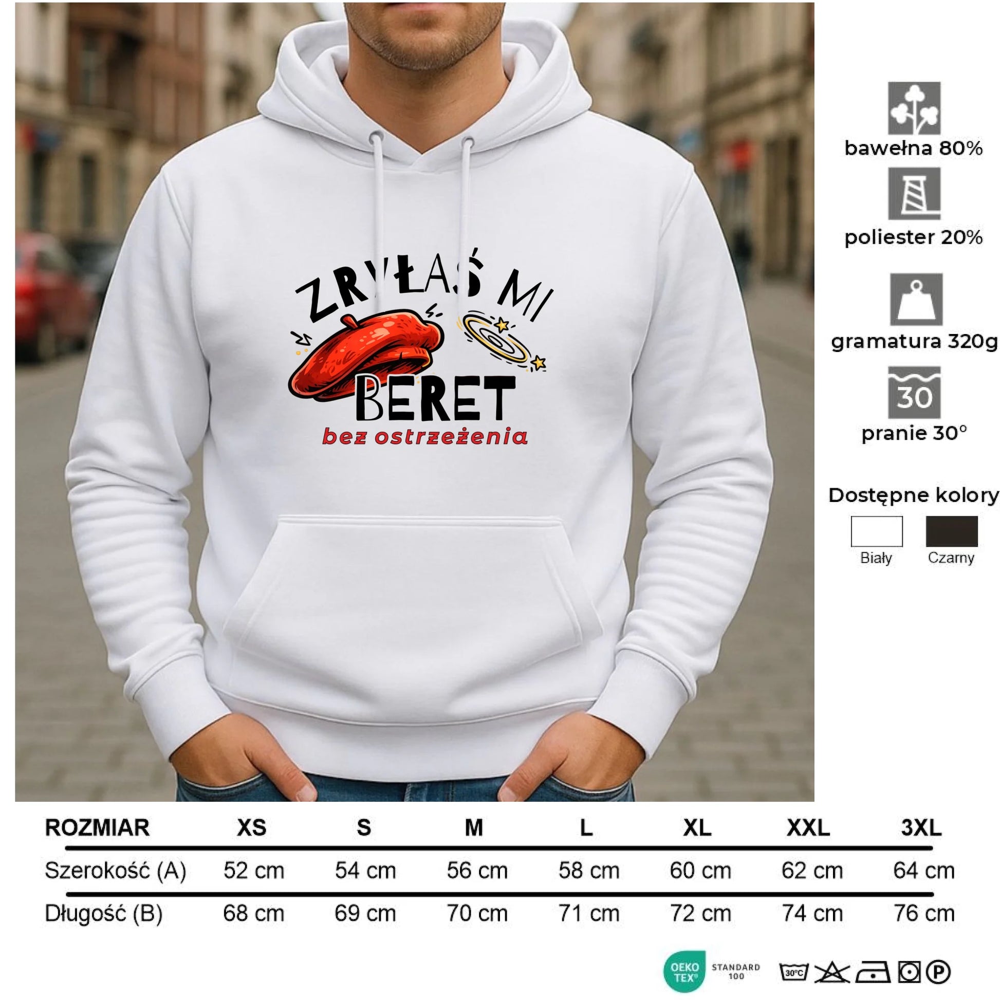 Bluza męska z kapturem dla faceta - Zryłaś mi beret DCH35 - StoryCups.pl