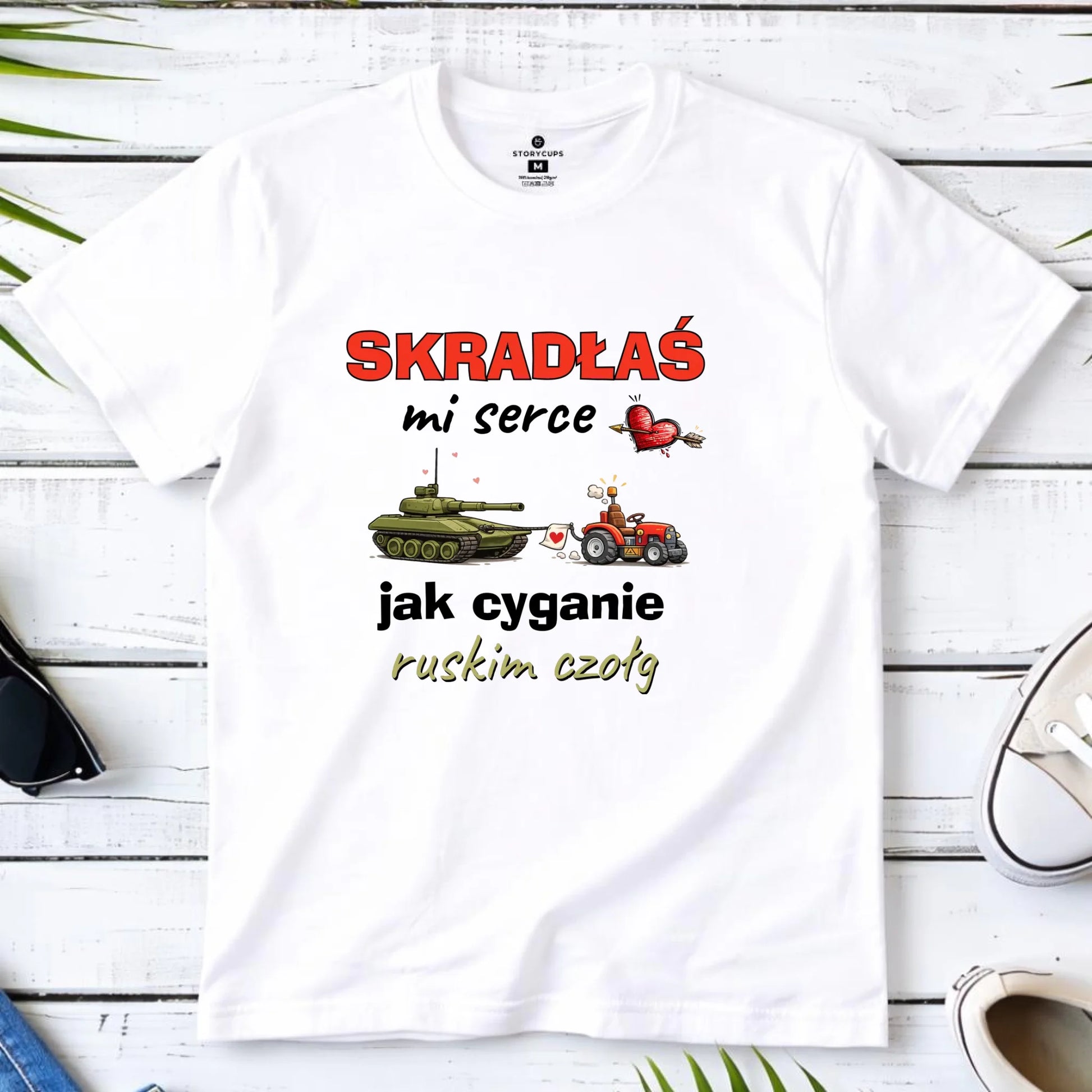 Koszulka męska - Skradłaś mi serce jak cyganie ruskim czołg W76 - StoryCups.pl