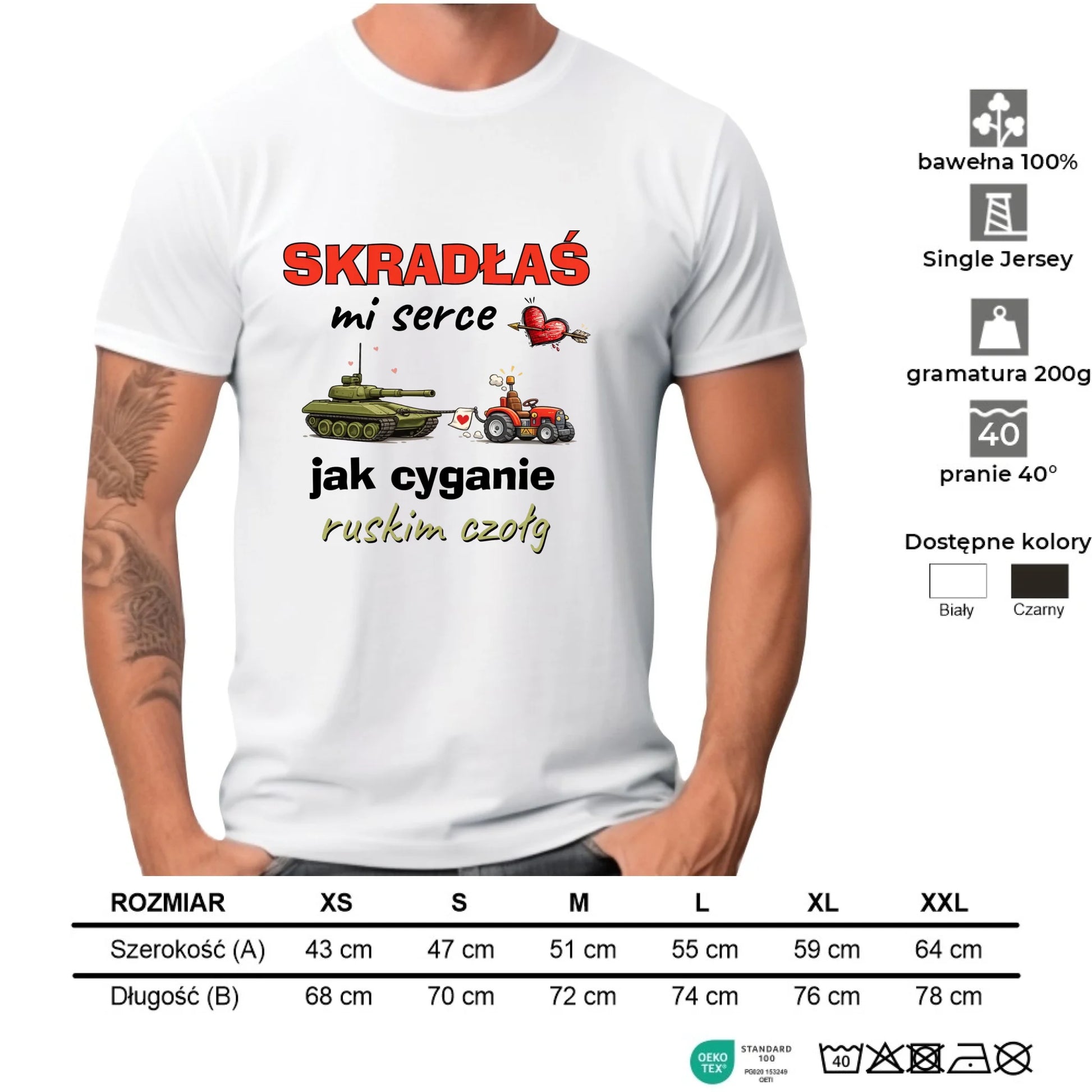 Koszulka męska - Skradłaś mi serce jak cyganie ruskim czołg W76 - StoryCups.pl