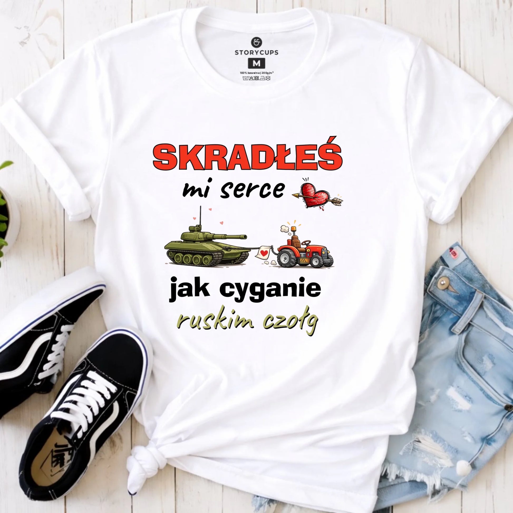 Koszulka damska - Skradłeś mi serce jak cyganie ruskim czołg W77 - StoryCups.pl