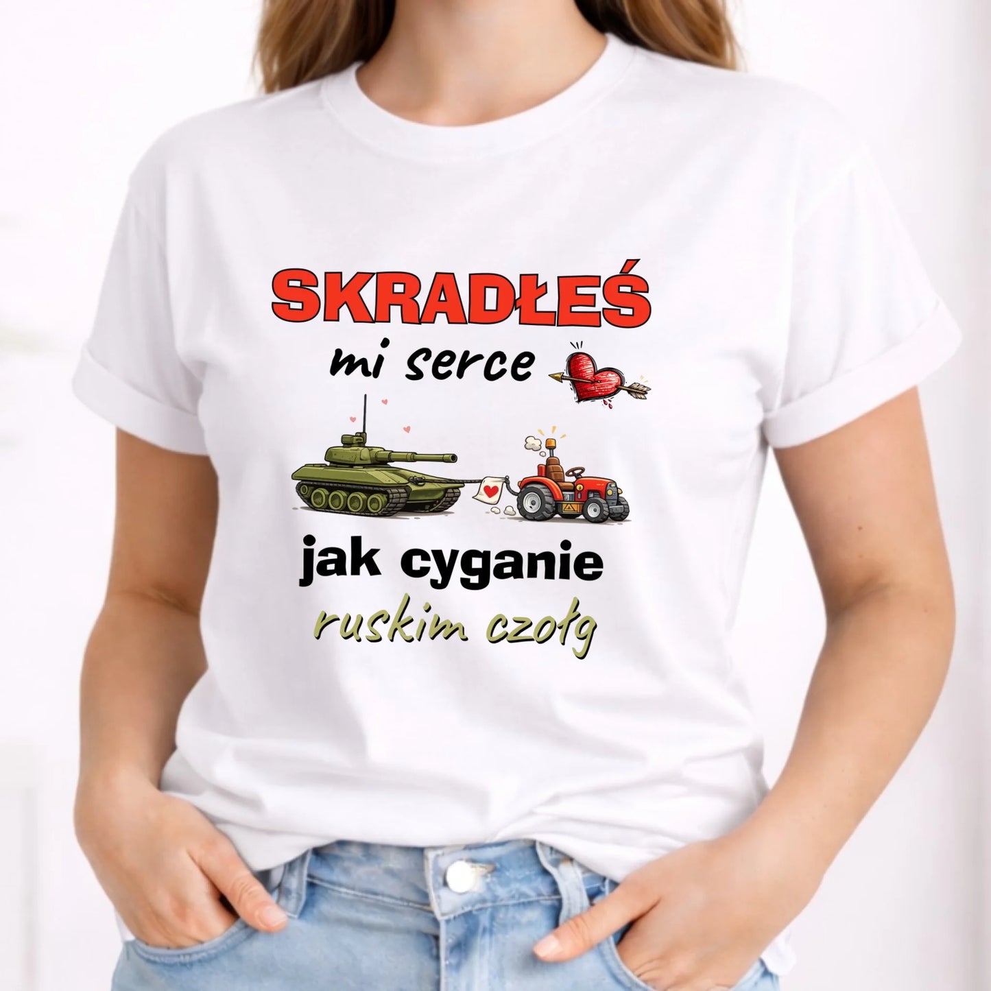 Koszulka damska - Skradłeś mi serce jak cyganie ruskim czołg W77 - StoryCups.pl