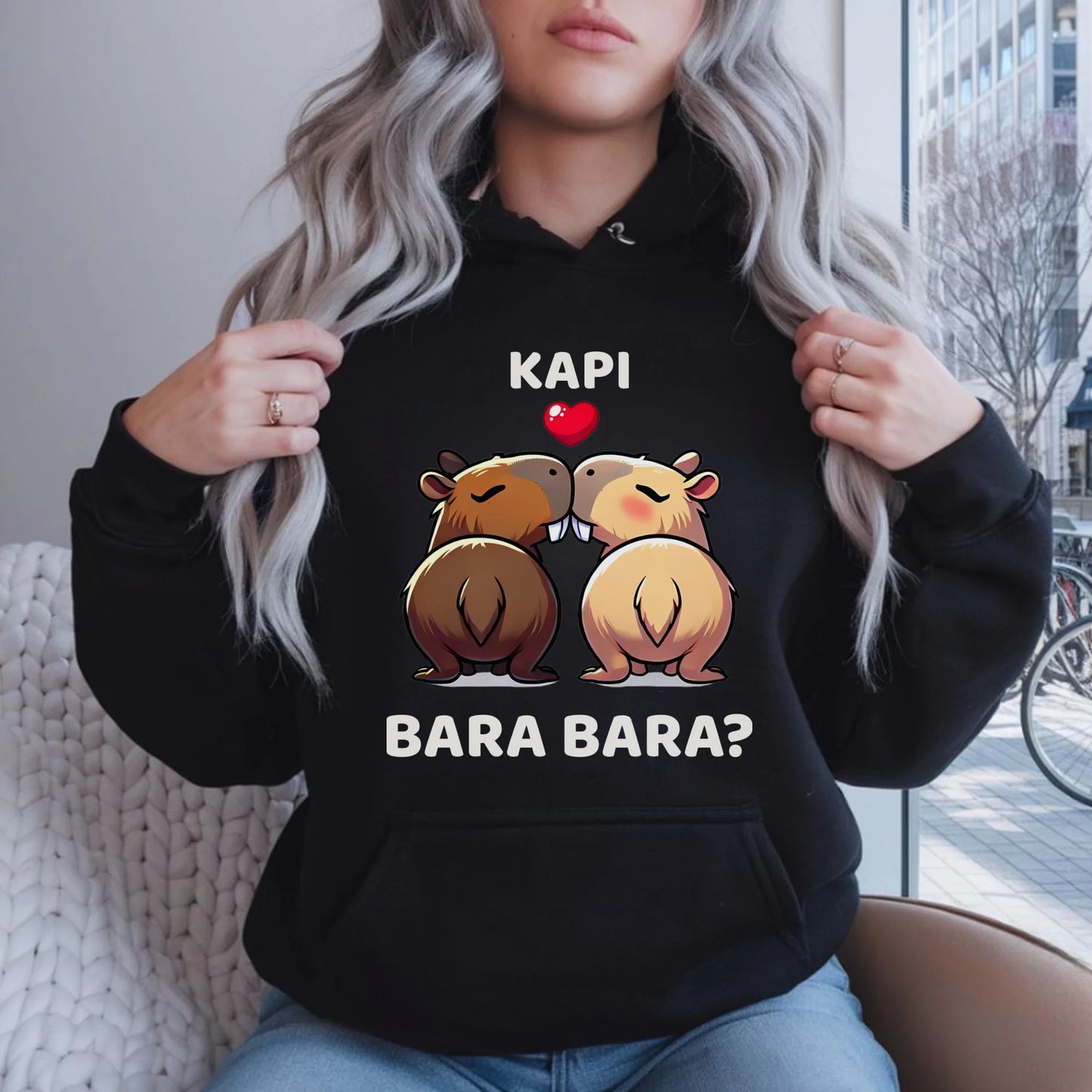Bluza damska z kapturem - Kapibara bara bara W86 - StoryCups.pl