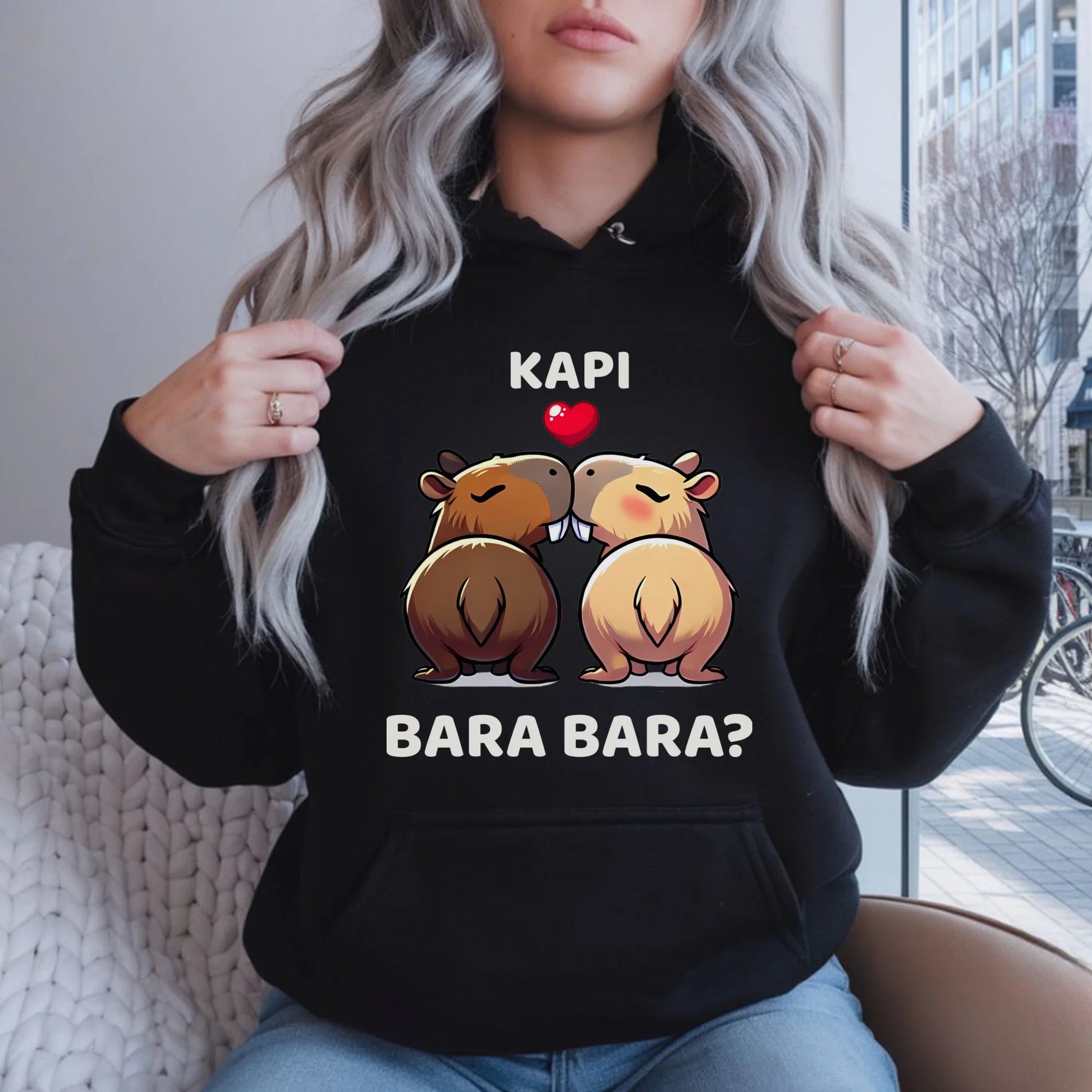 Bluza damska z kapturem - Kapibara bara bara W86 - StoryCups.pl