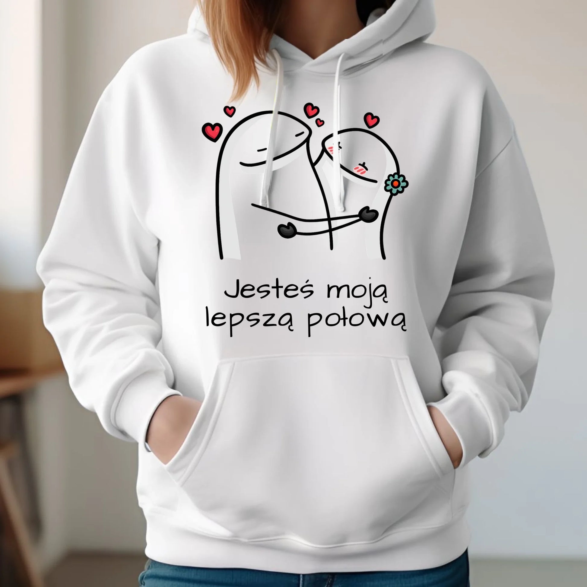 Bluza damska z kapturem - Jesteś moją lepszą połową W87 - StoryCups.pl