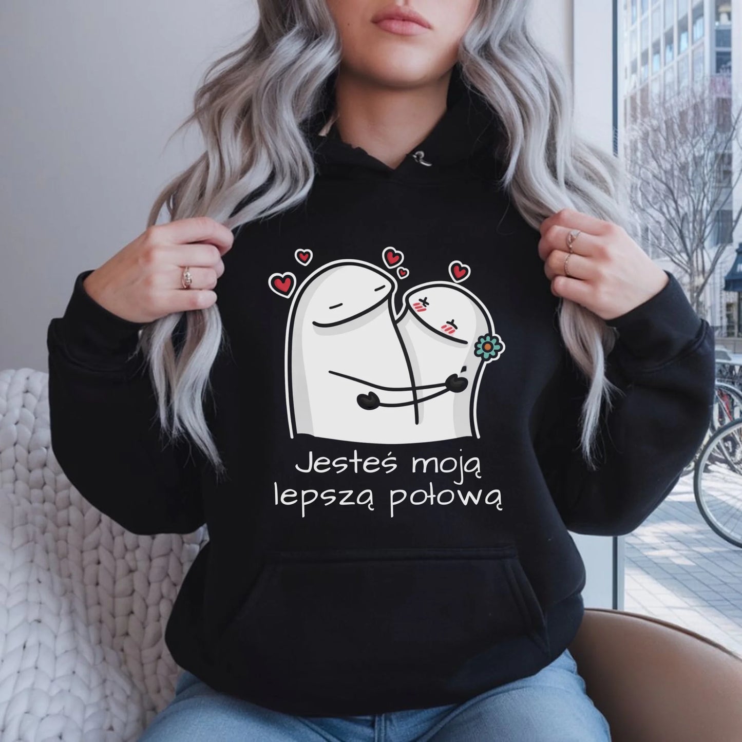 Bluza damska z kapturem - Jesteś moją lepszą połową W87 - StoryCups.pl