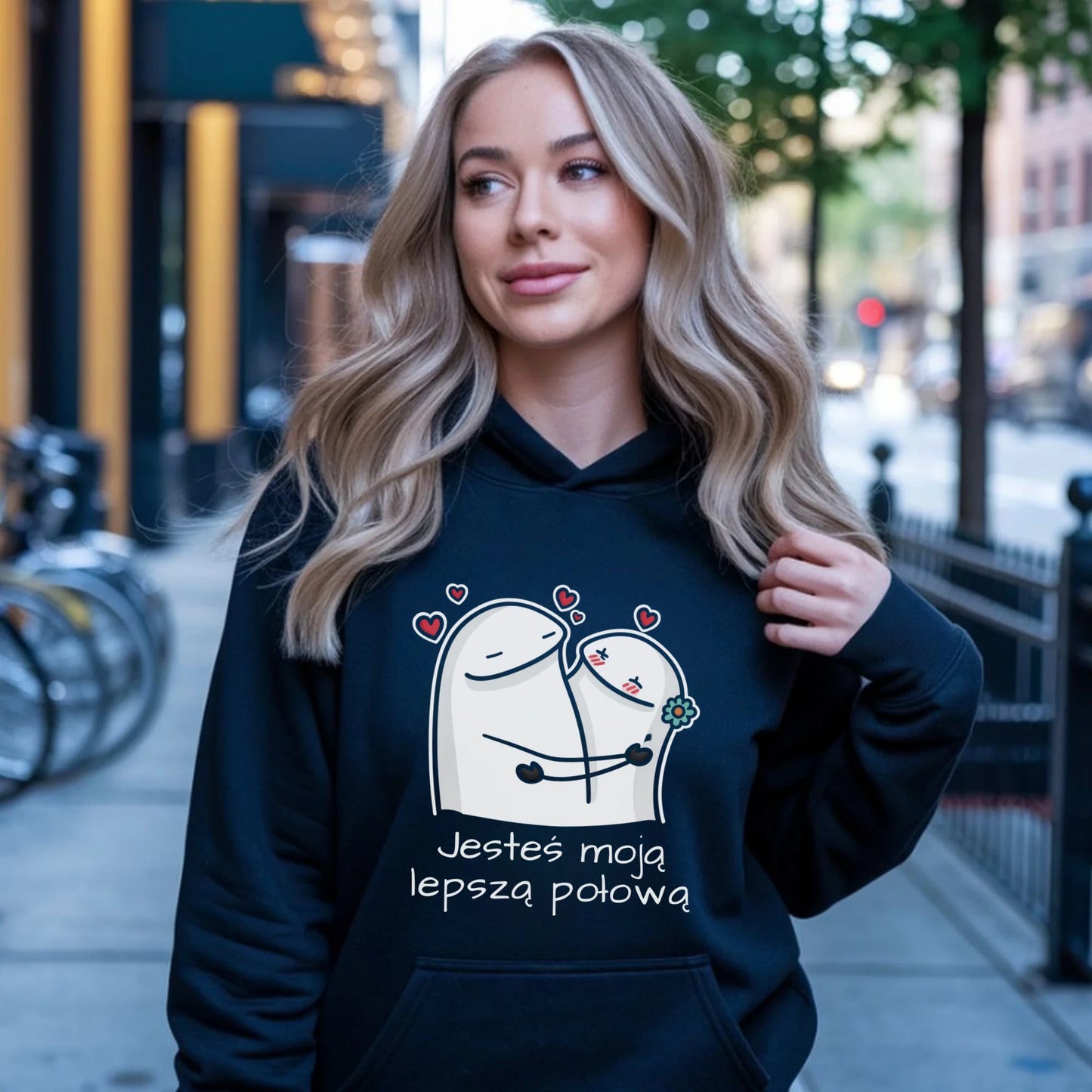 Bluza damska z kapturem - Jesteś moją lepszą połową W87 - StoryCups.pl