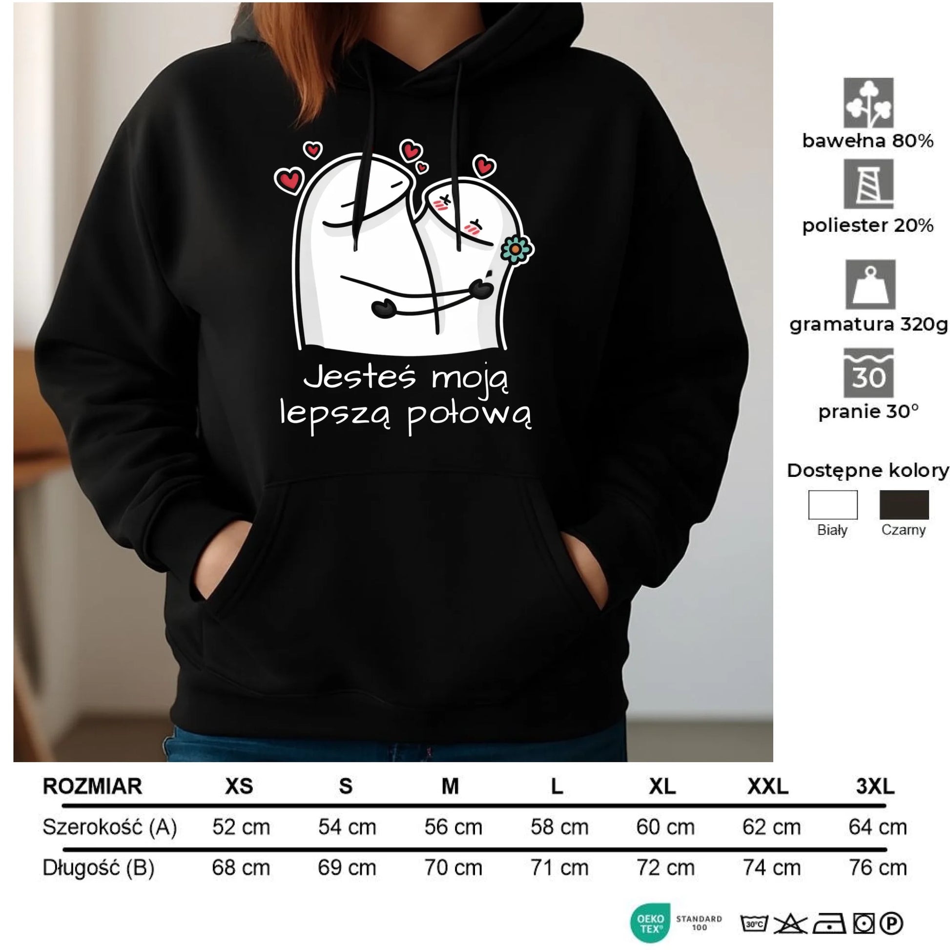 Bluza damska z kapturem - Jesteś moją lepszą połową W87 - StoryCups.pl