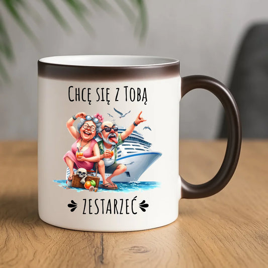 Kubek magiczny dla par - Chcę się z Tobą zestarzeć W80 - StoryCups.pl