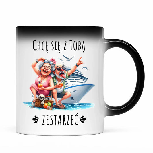 Kubek magiczny dla par - Chcę się z Tobą zestarzeć W80 - StoryCups.pl