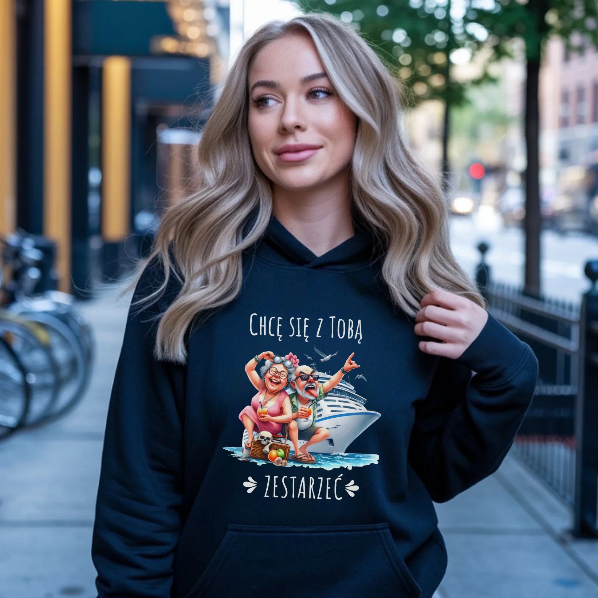 Bluza damska z kapturem - Chcę się z Tobą zestarzeć W80 - StoryCups.pl