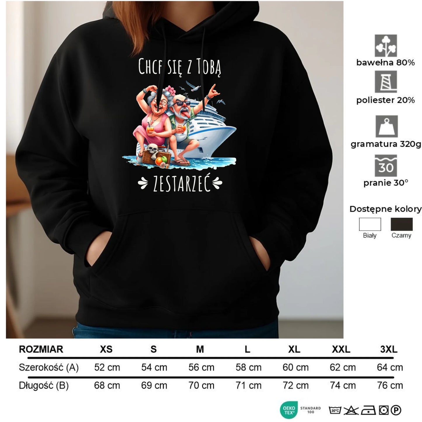 Bluza damska z kapturem - Chcę się z Tobą zestarzeć W80 - StoryCups.pl