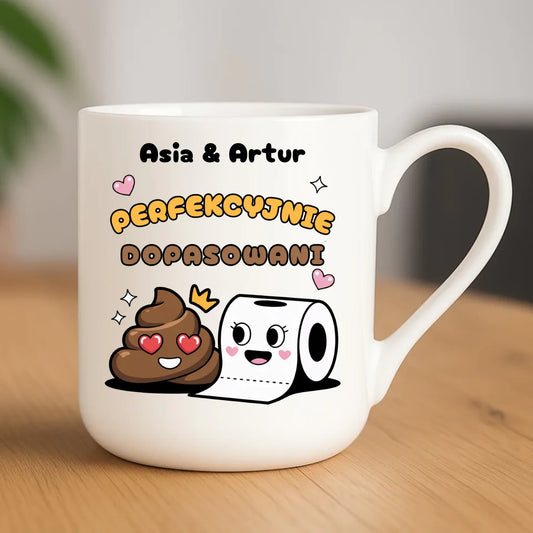 Kubek elegant dla par - Perfekcyjnie dopasowani - personalizowany W81 - StoryCups.pl