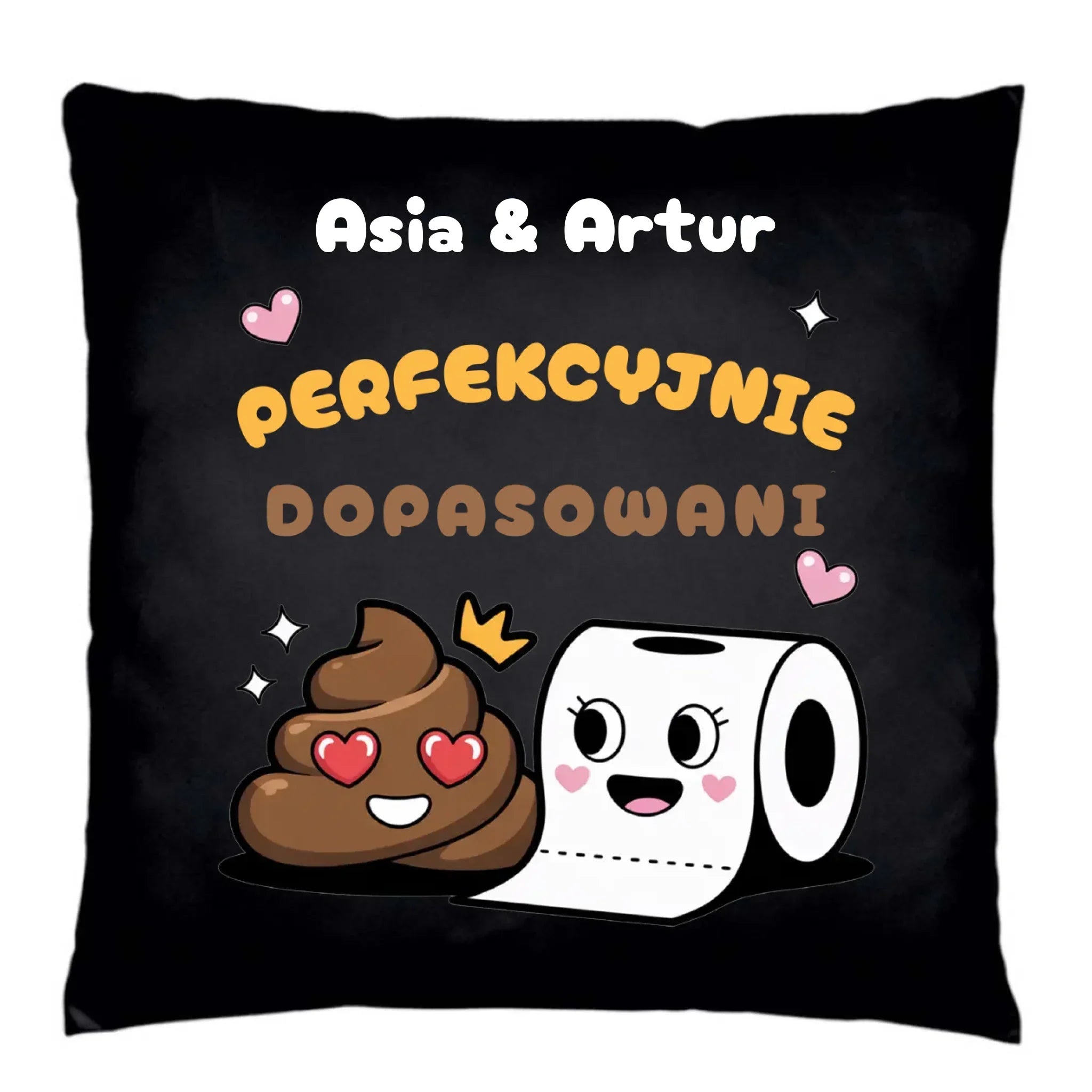 Poduszka dekoracyjna dla par - Perfekcyjnie dopasowani - personalizowana W81 - StoryCups.pl