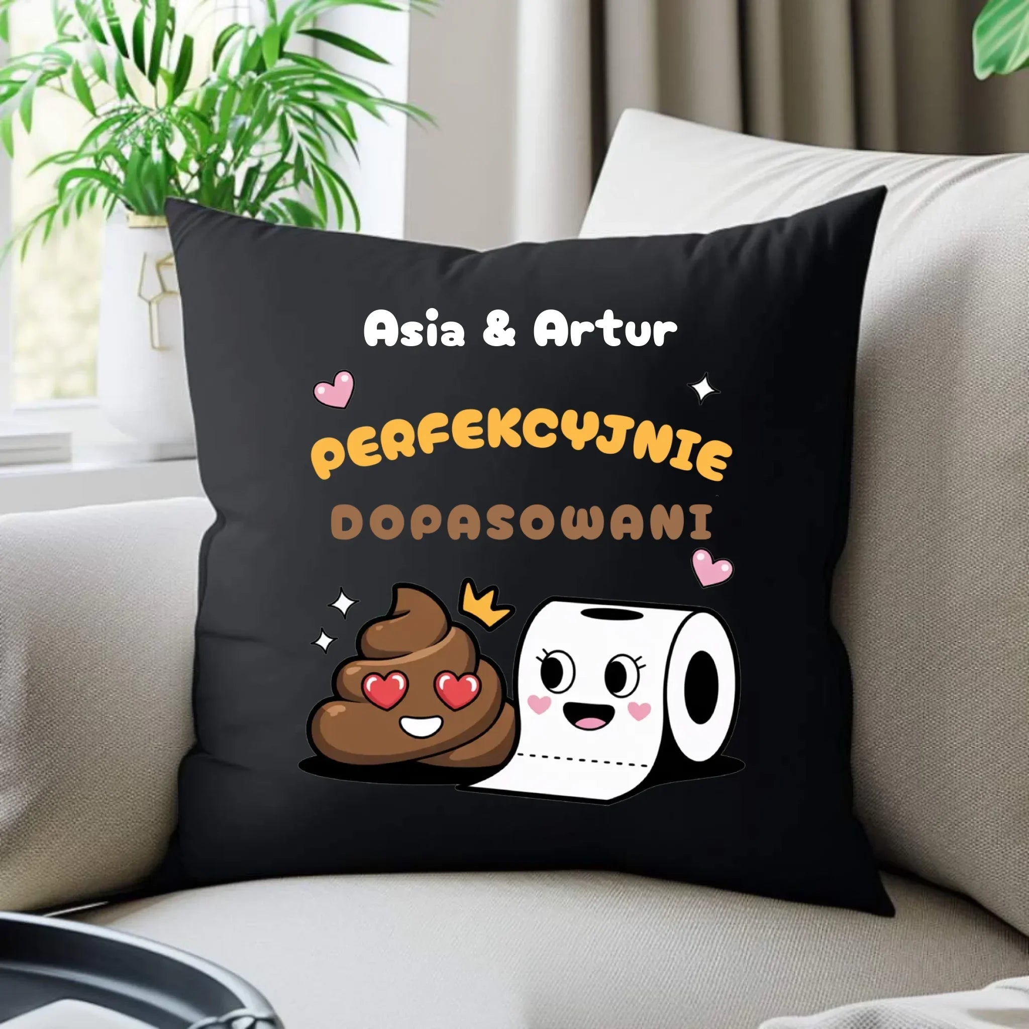 Poduszka dekoracyjna dla par - Perfekcyjnie dopasowani - personalizowana W81 - StoryCups.pl