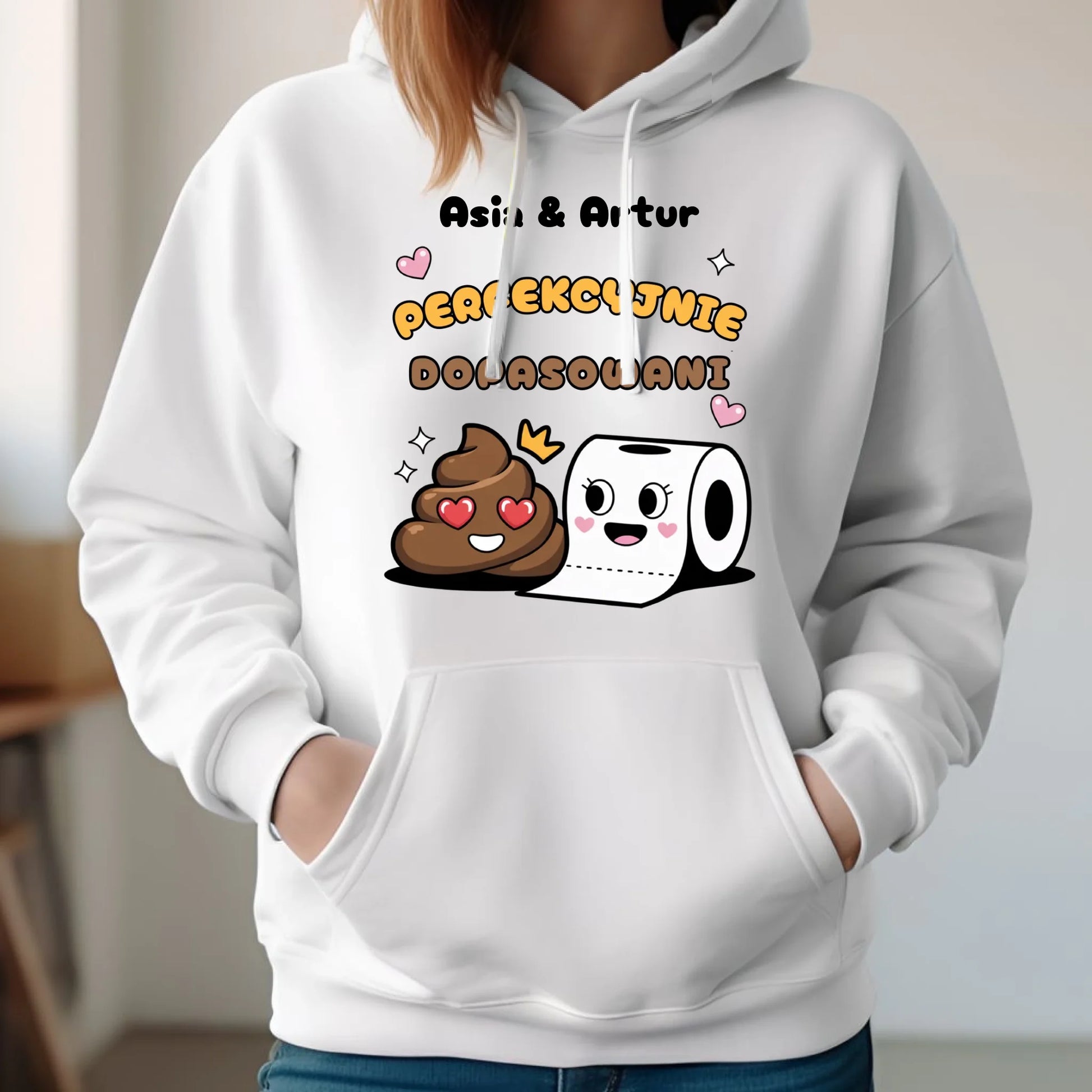 Bluza damska z kapturem - Perfekcyjnie dopasowani - personalizowana W81 - StoryCups.pl