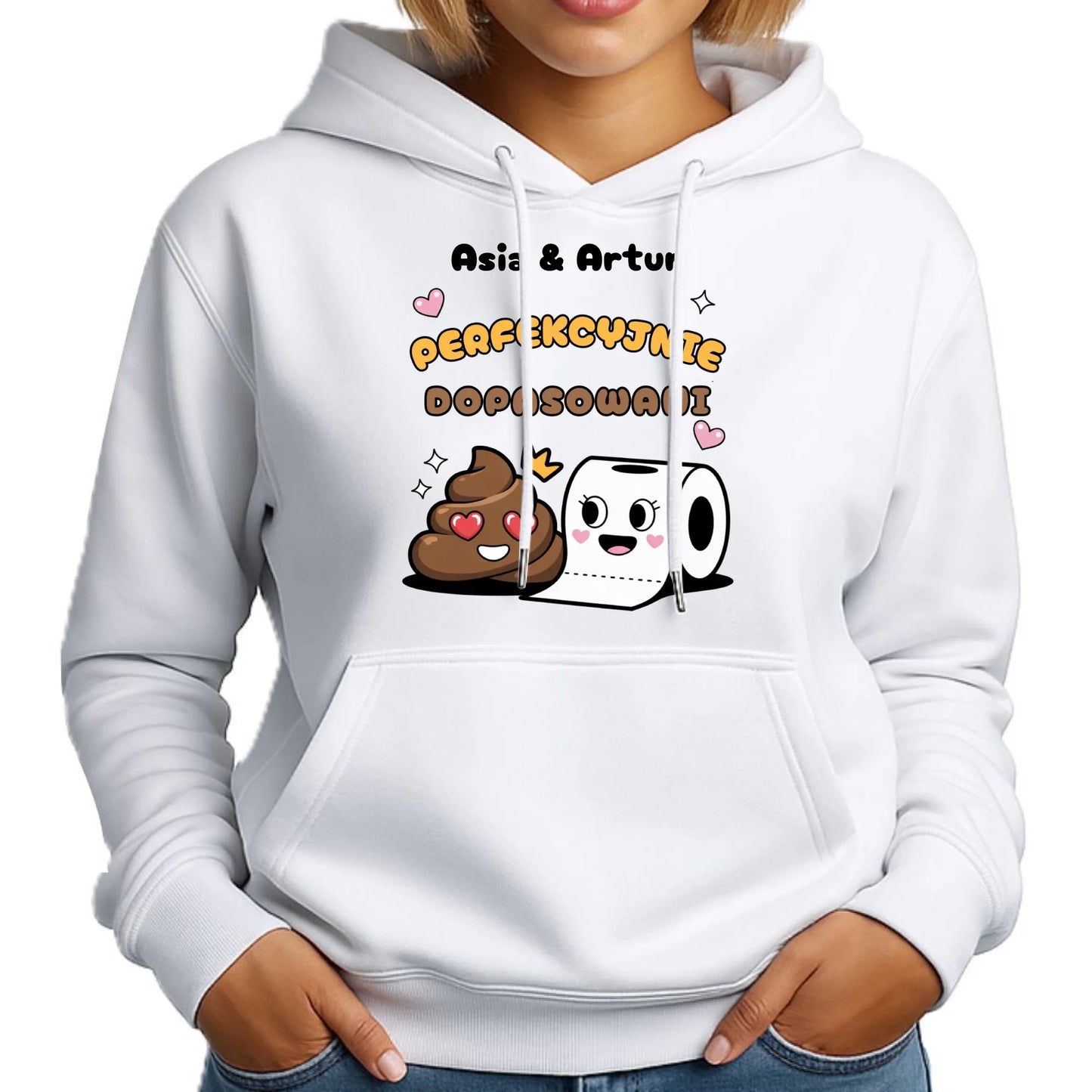 Bluza damska z kapturem - Perfekcyjnie dopasowani - personalizowana W81 - StoryCups.pl