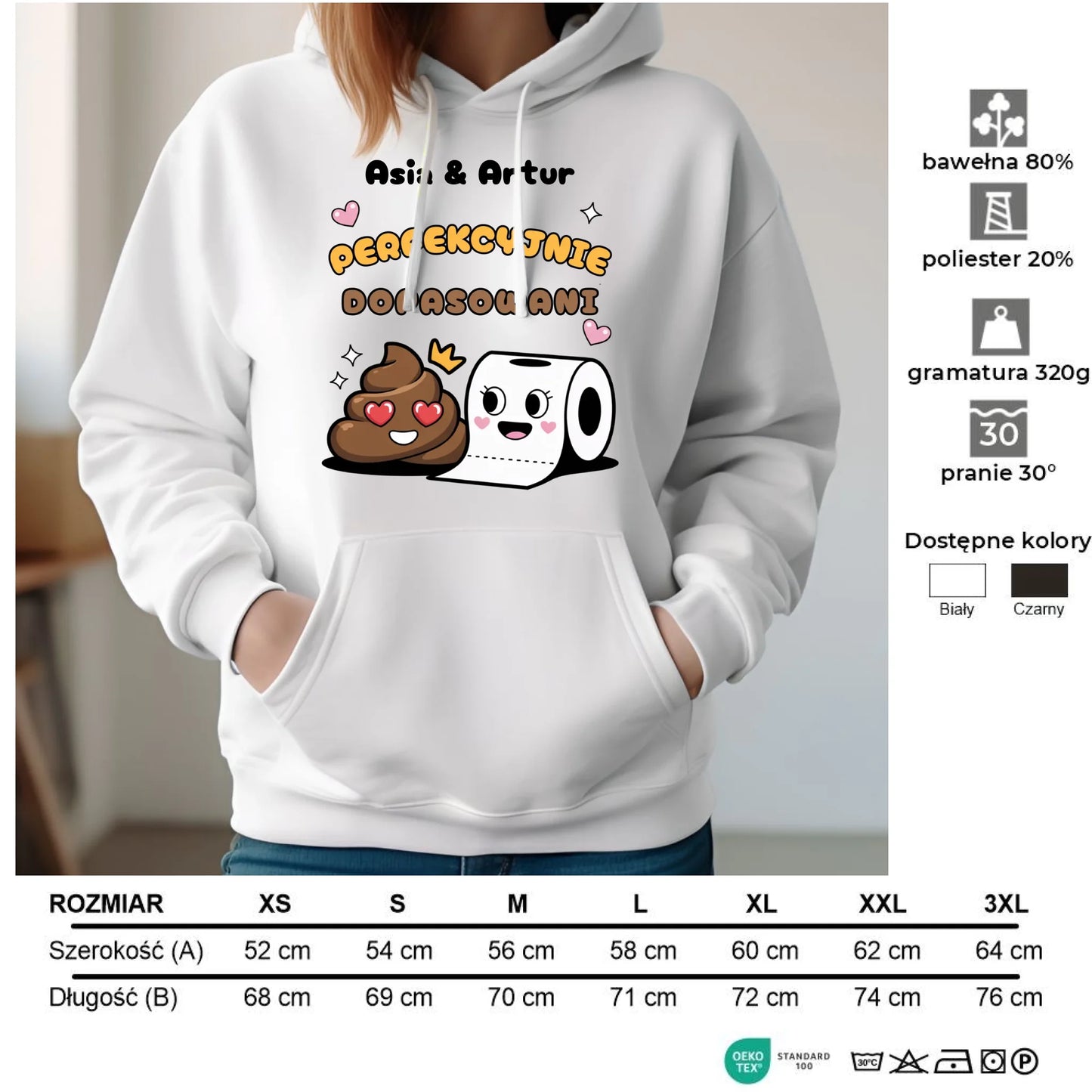 Bluza damska z kapturem - Perfekcyjnie dopasowani - personalizowana W81 - StoryCups.pl