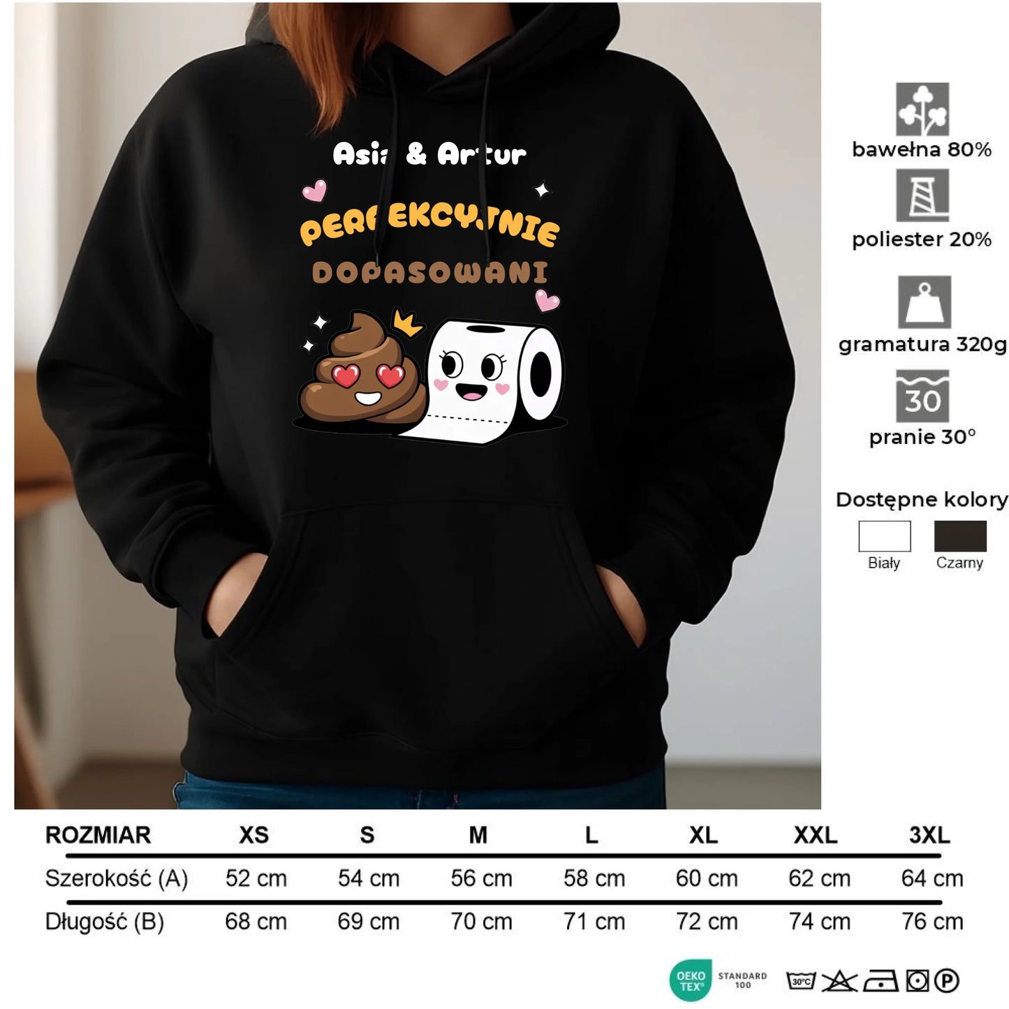 Bluza damska z kapturem - Perfekcyjnie dopasowani - personalizowana W81 - StoryCups.pl